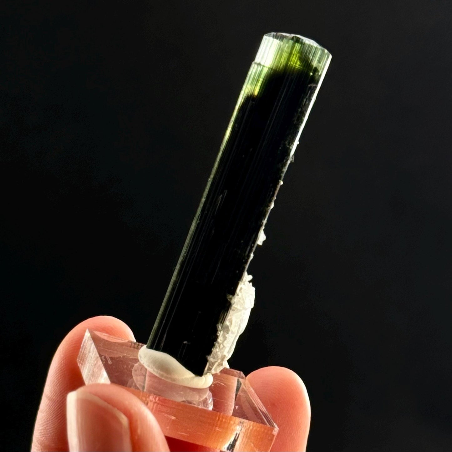 Green Cap Tourmaline with Albite (Pakistan) | raw tourmaline, green tourmaline, tourmaline crystal, rare minerals, rare crystals