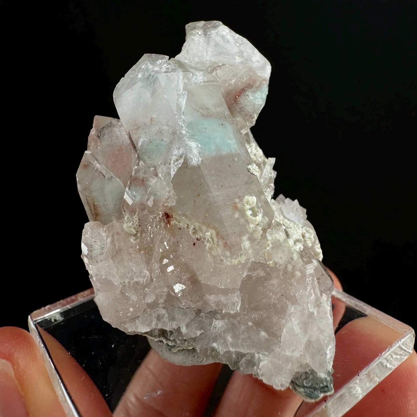 Rare! Ajoite, Copper, & Kaolinite Included Quartz (South Africa) | ajoite quartz, blue quartz, rare minerals, terminated ajoite quartz