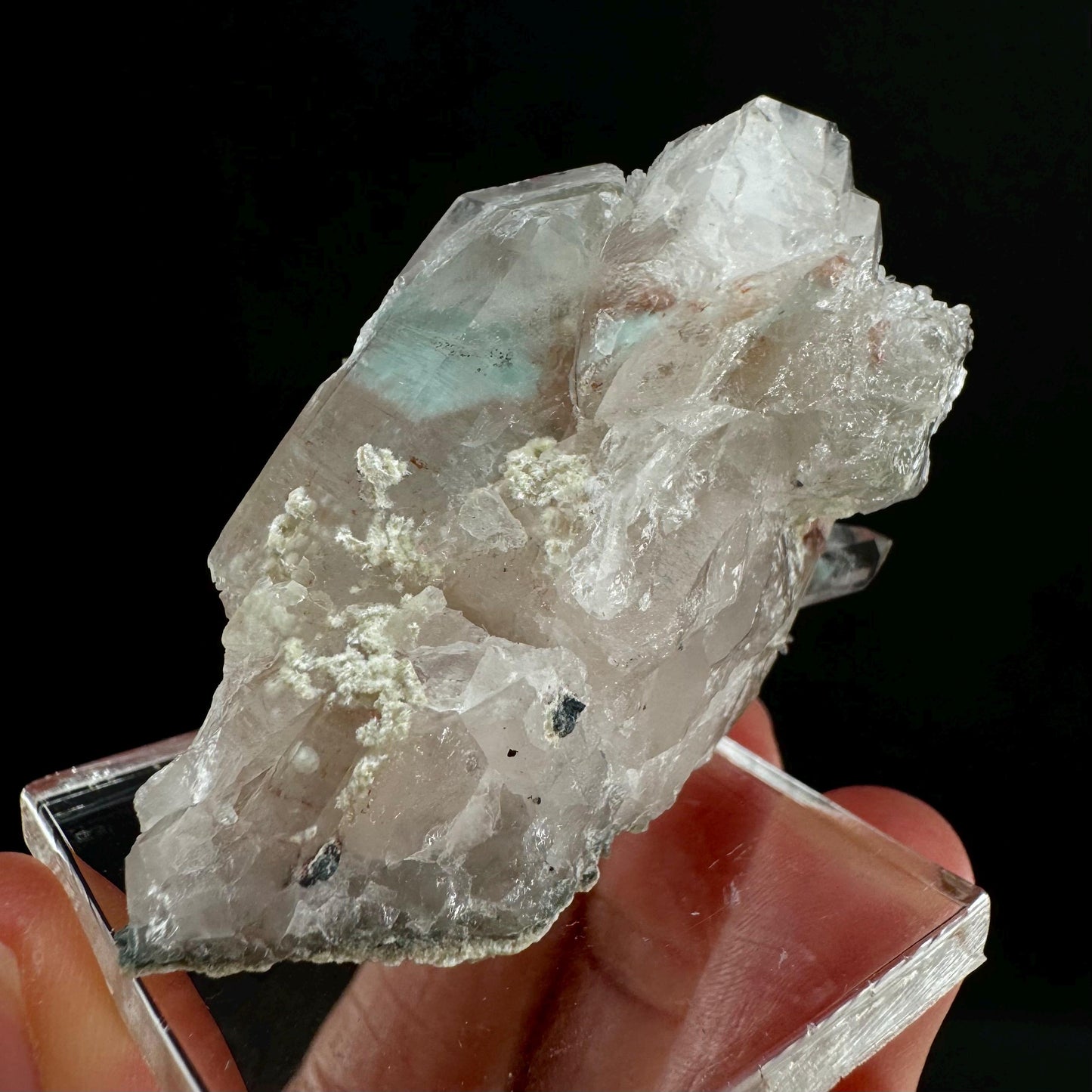 Rare! Ajoite, Copper, & Kaolinite Included Quartz (South Africa) | ajoite quartz, blue quartz, rare minerals, terminated ajoite quartz