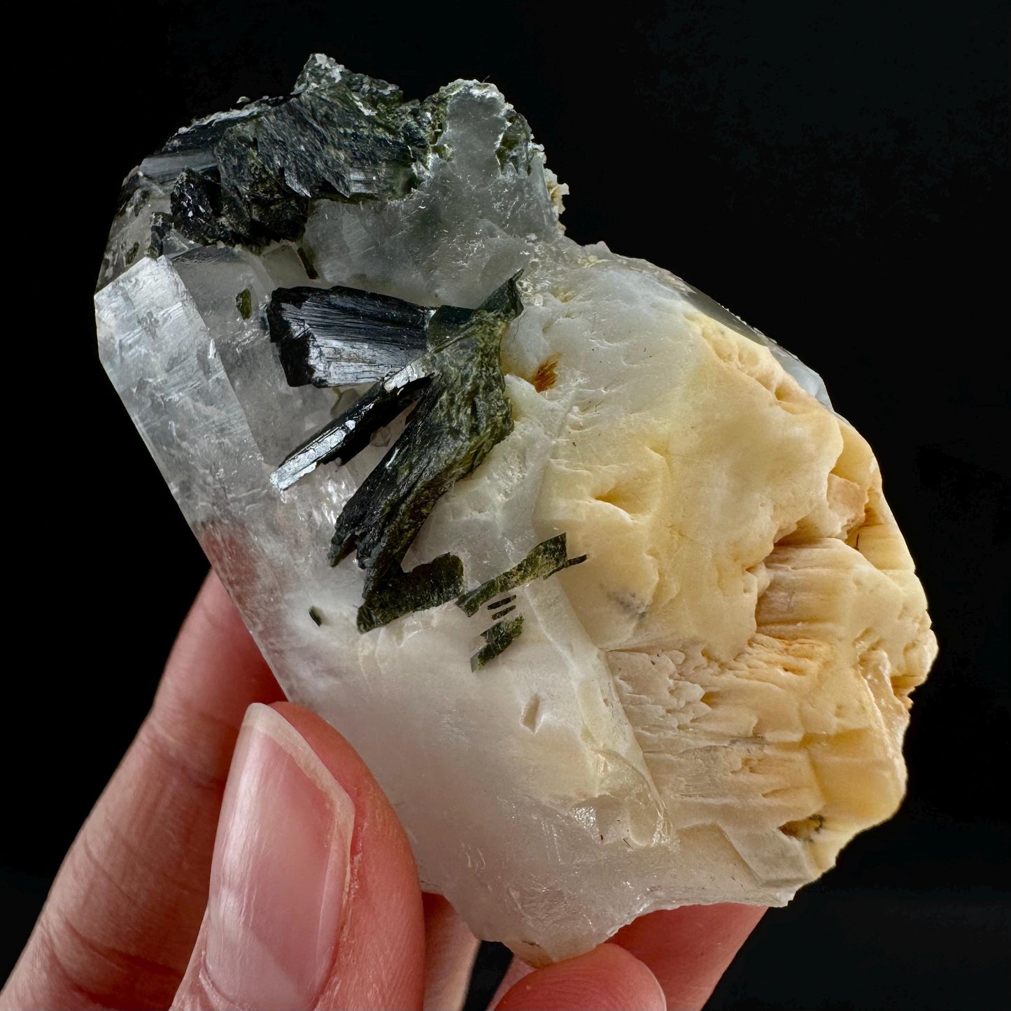 Yellow Bone Quartz & Epidote (Pakistan) | bone quartz, epidote quartz, green epidote, mango quartz