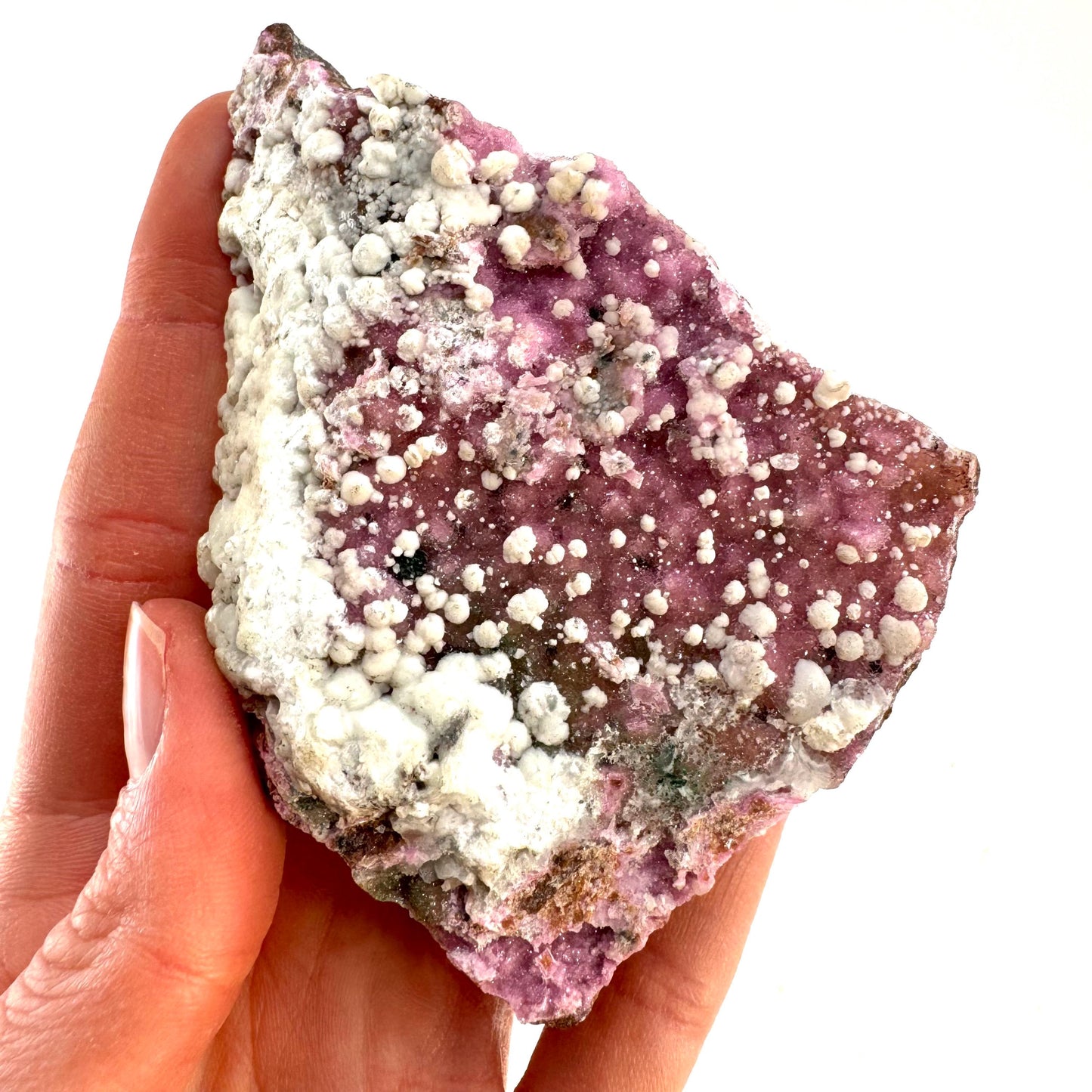 Sparkly Cobalto Calcite & Chalcedony (Congo), cobalto calcite, cobaltoan calcite, salrose