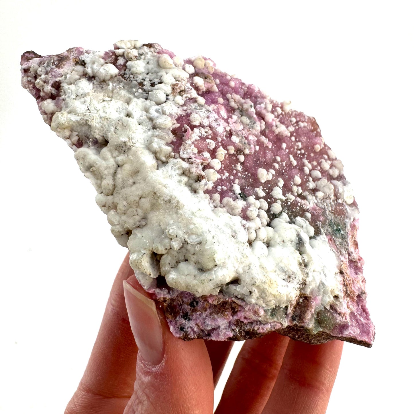 Sparkly Cobalto Calcite & Chalcedony (Congo), cobalto calcite, cobaltoan calcite, salrose
