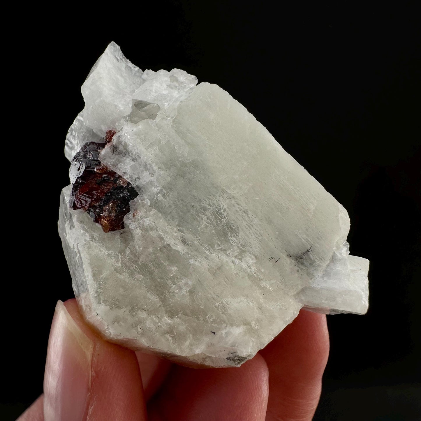 Spessartine Garnet with Albite (Pakistan) | raw garnet crystal, garnet crystal, rare crystals, orange garnet, mineral specimen