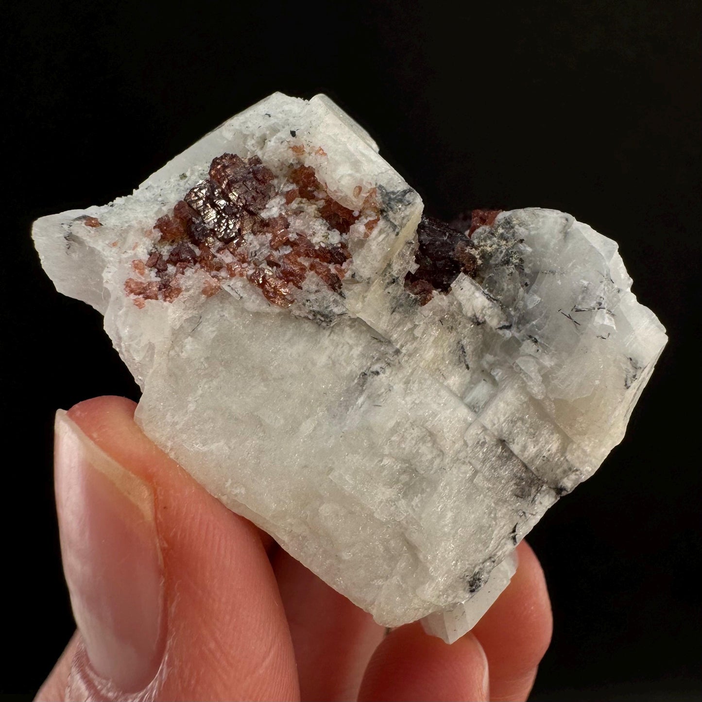Spessartine Garnet with Albite (Pakistan) | raw garnet crystal, garnet crystal, rare crystals, orange garnet, mineral specimen