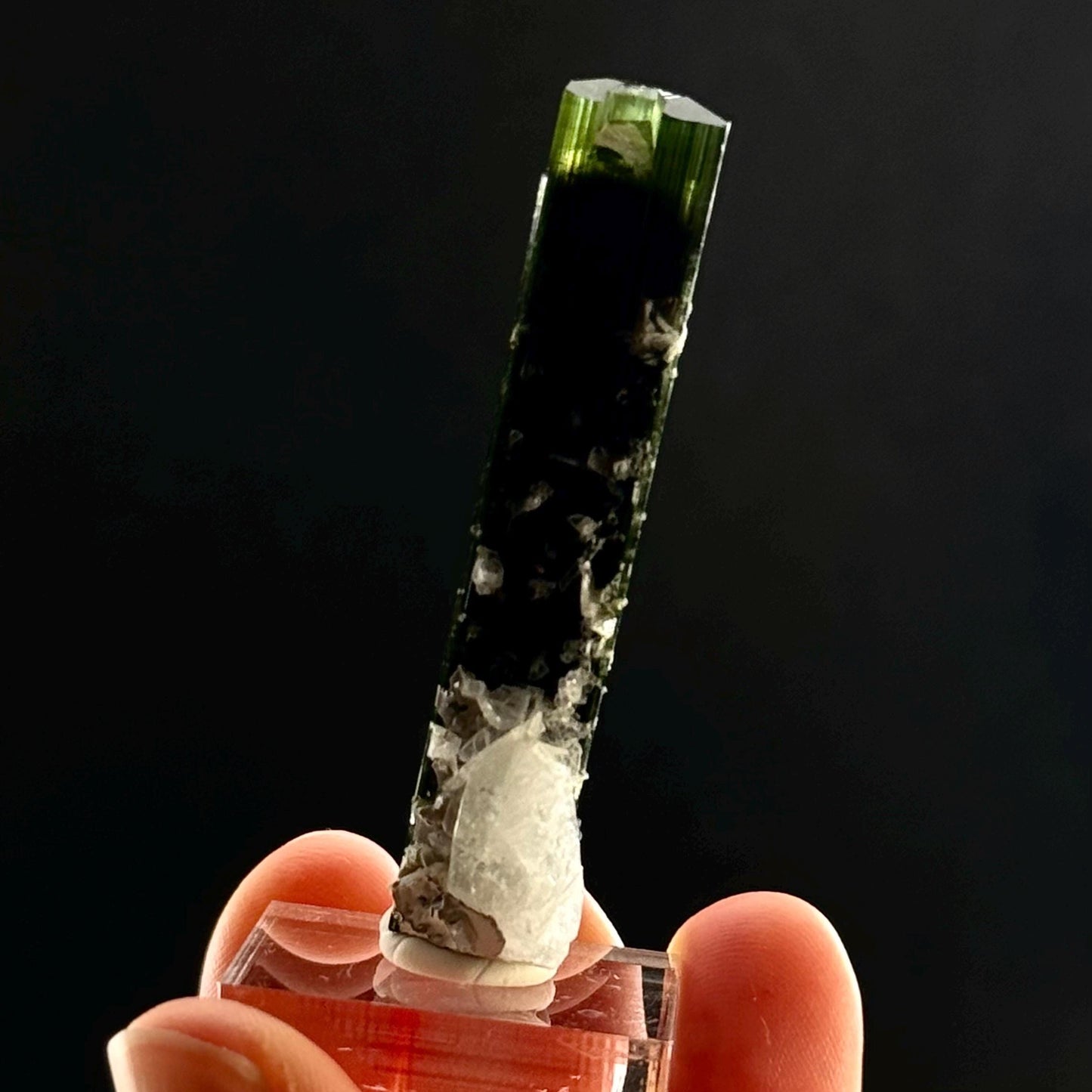 Green Cap Tourmaline with Albite (Pakistan) | raw tourmaline, green tourmaline, tourmaline crystal, rare minerals, rare crystals