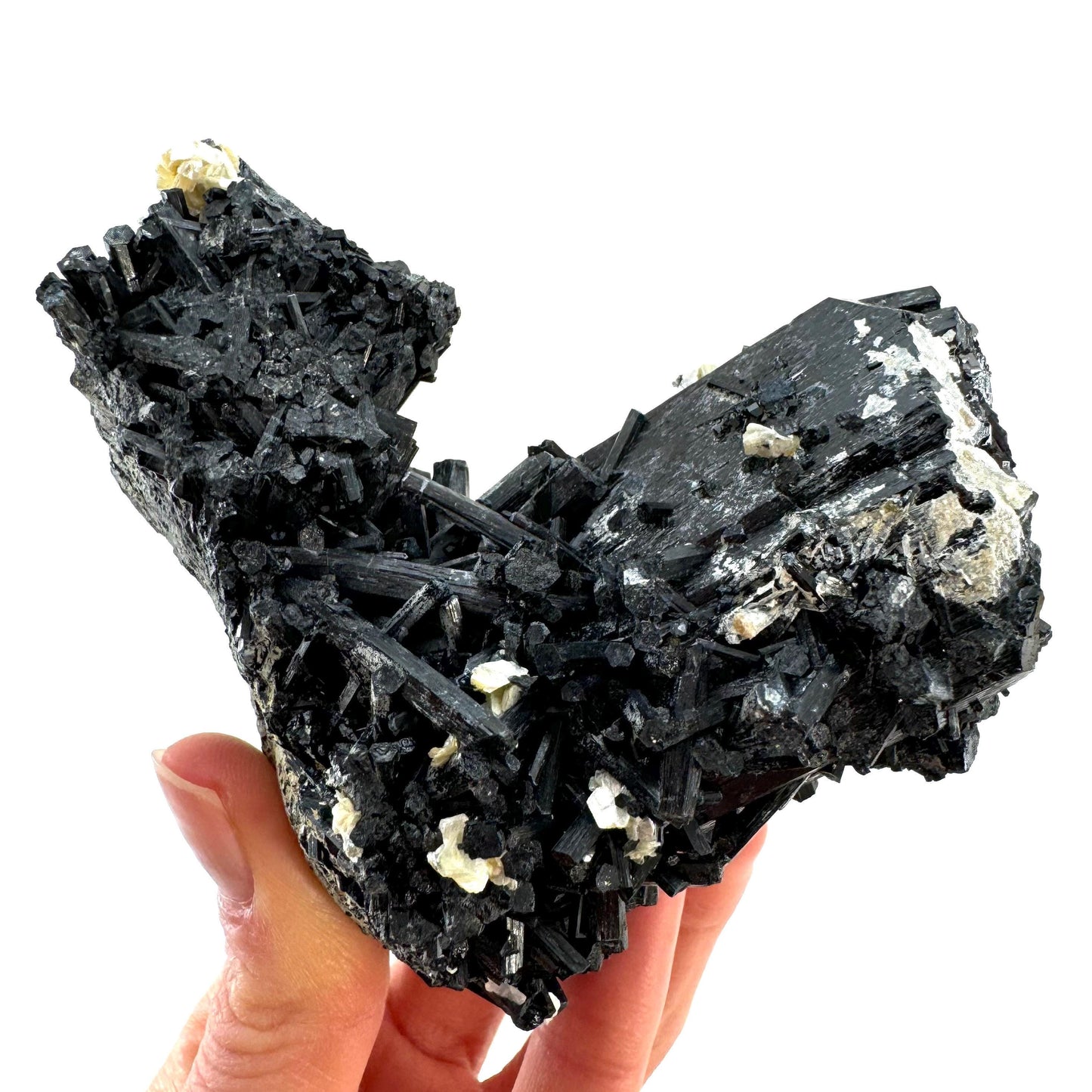 Hyalite Opal & Fluorite on Black Tourmaline (Namibia), UV reactive hyalite opal, quartz crystal, rare minerals, fluorescent crystal