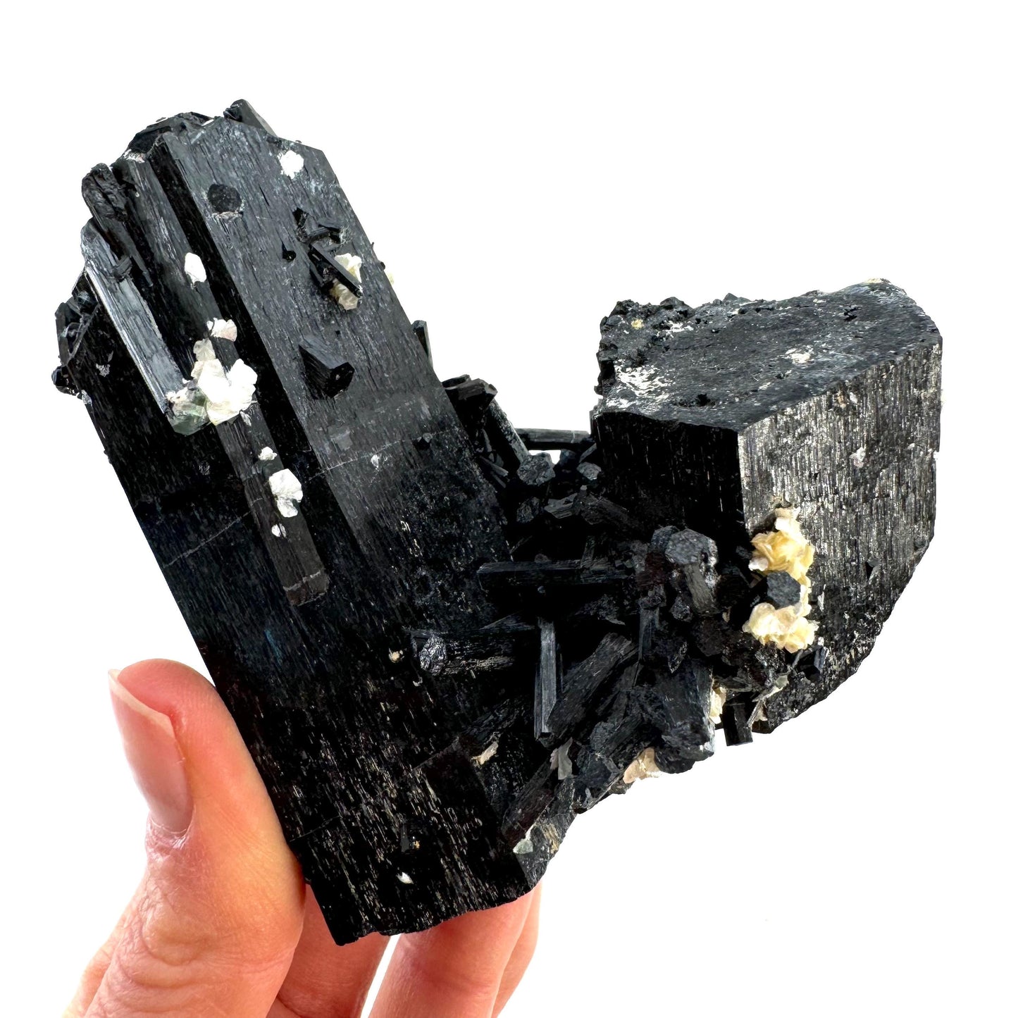 Hyalite Opal & Fluorite on Black Tourmaline (Namibia), UV reactive hyalite opal, quartz crystal, rare minerals, fluorescent crystal
