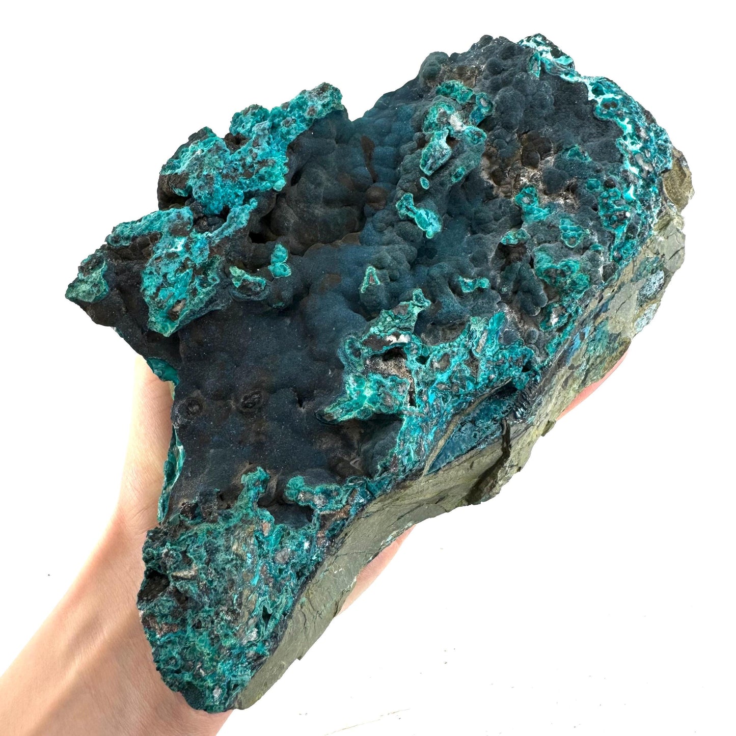 Cornetite & Chrysocolla Specimen (Congo), raw chrysocolla, raw cornetite, mineral specimen