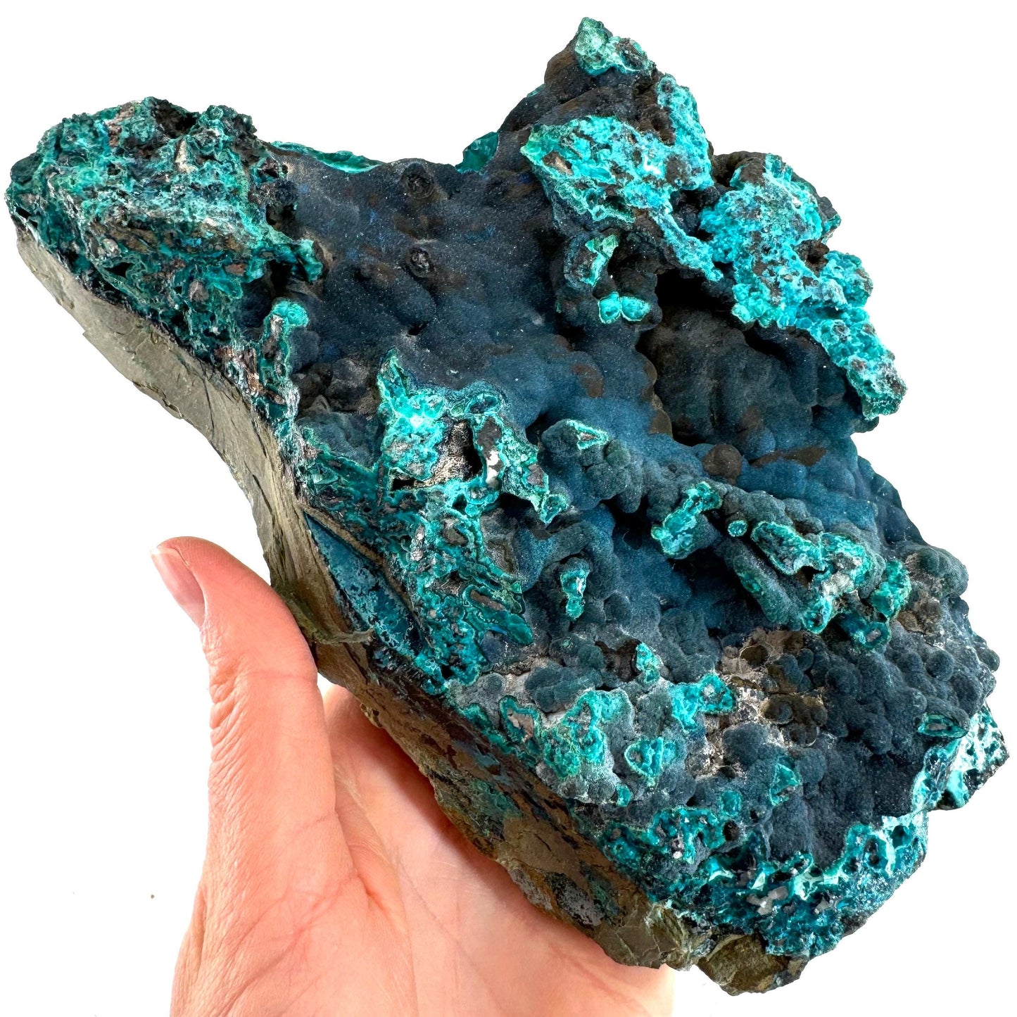 Cornetite & Chrysocolla Specimen (Congo), raw chrysocolla, raw cornetite, mineral specimen
