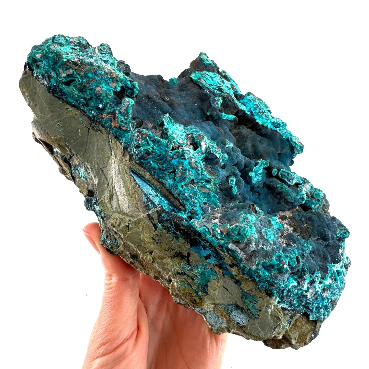 Cornetite & Chrysocolla Specimen (Congo), raw chrysocolla, raw cornetite, mineral specimen