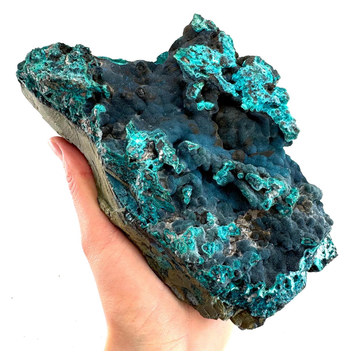 Cornetite & Chrysocolla Specimen (Congo), raw chrysocolla, raw cornetite, mineral specimen