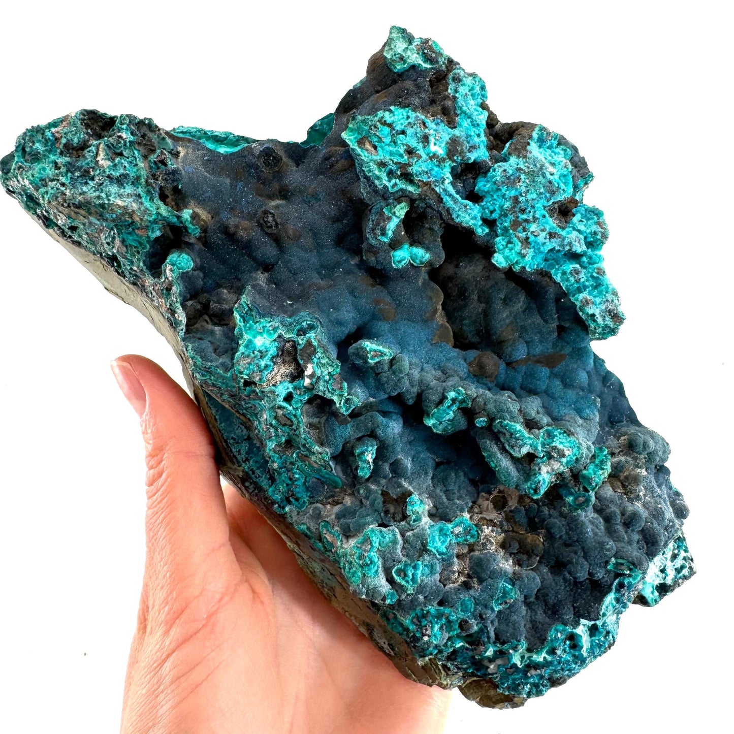 Cornetite & Chrysocolla Specimen (Congo), raw chrysocolla, raw cornetite, mineral specimen