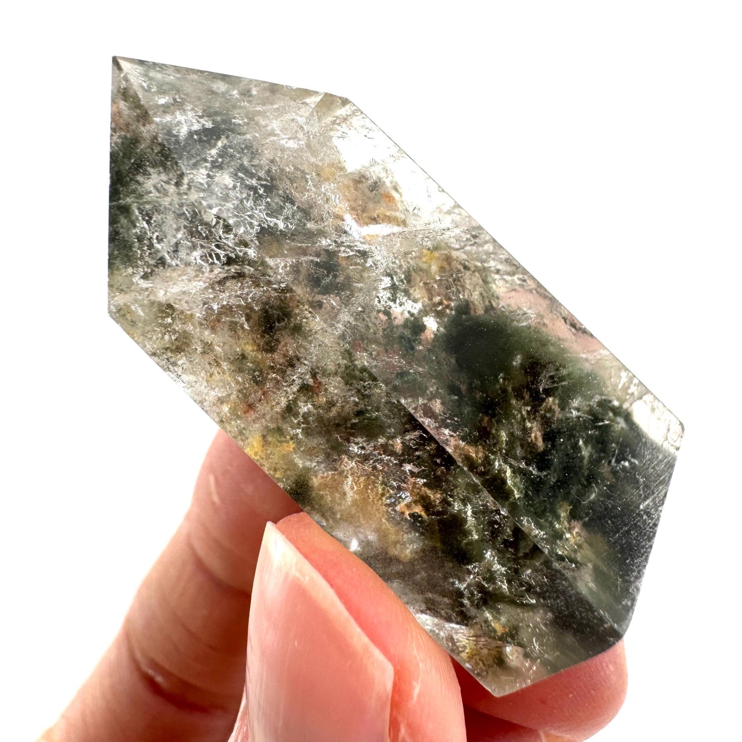 Phantom Quartz Point, Garden quartz, crystal point, lodolite quartz
