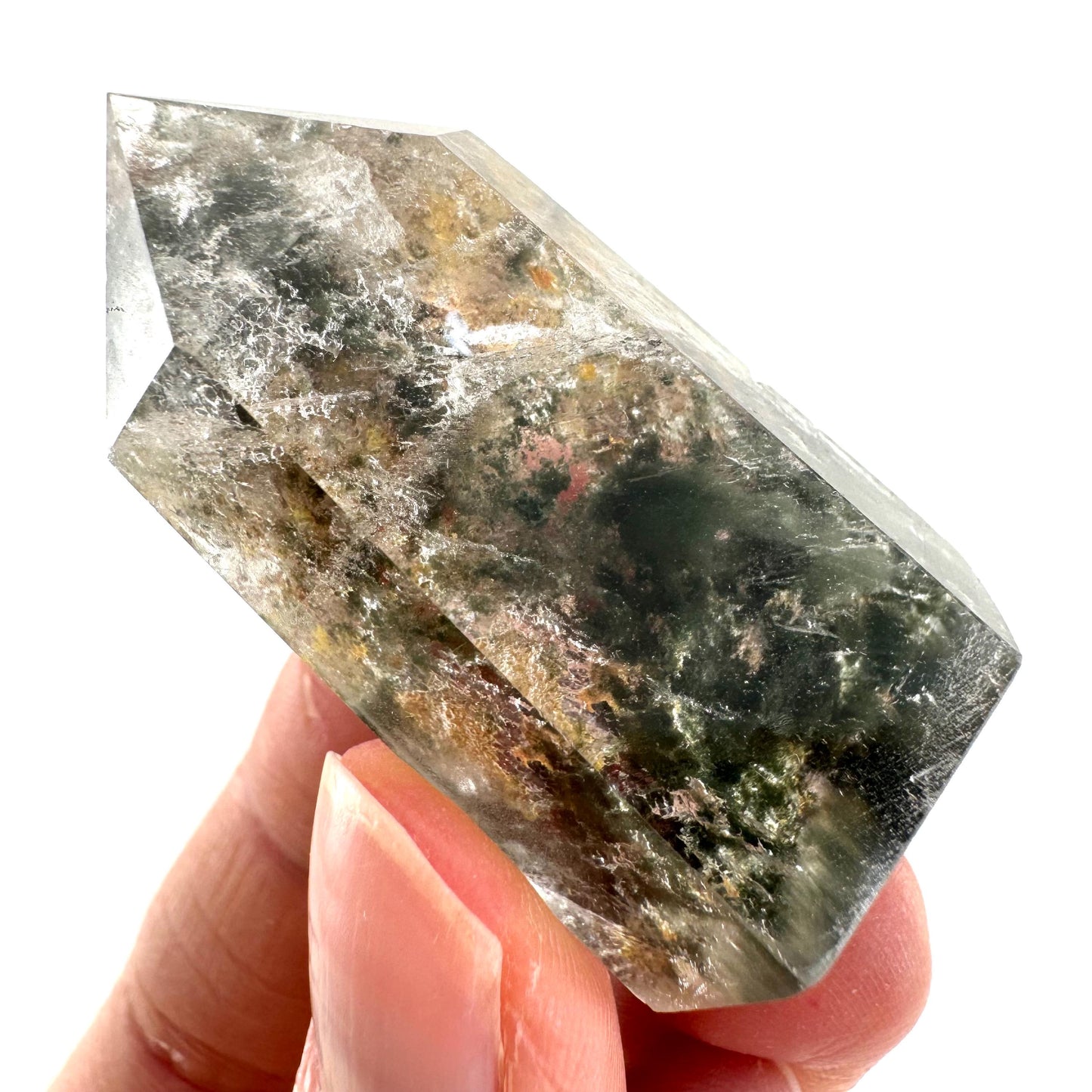 Phantom Quartz Point, Garden quartz, crystal point, lodolite quartz