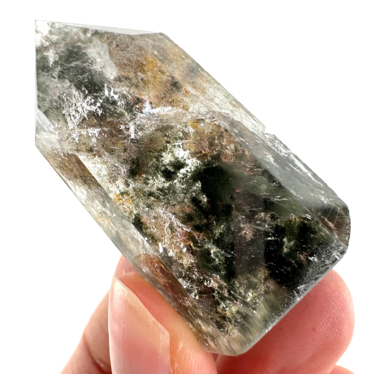 Phantom Quartz Point, Garden quartz, crystal point, lodolite quartz