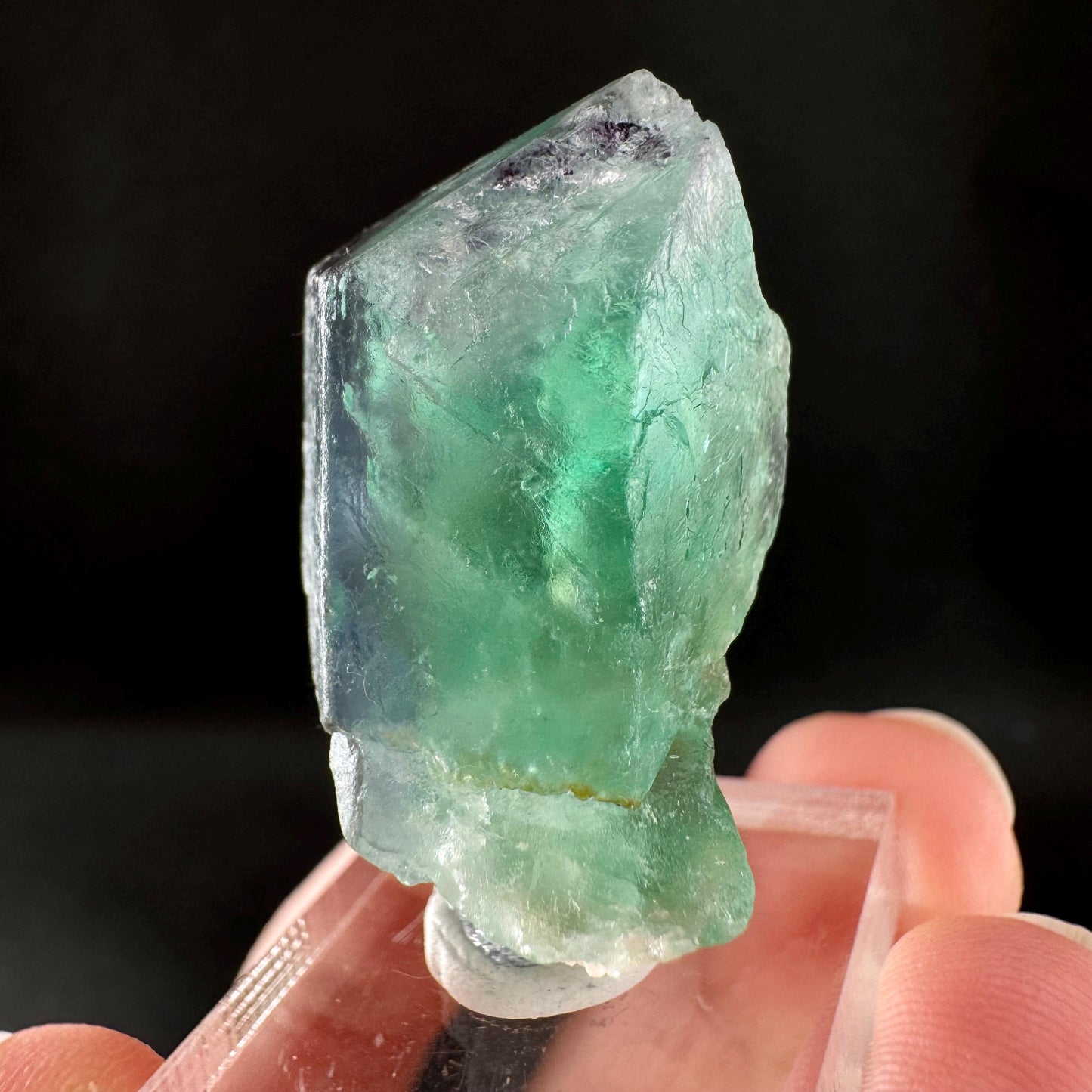 Spinel Twin Fluorite (Erongo, Namibia) | fluorite cluster, green fluorite, purple fluorite, mineral specimen