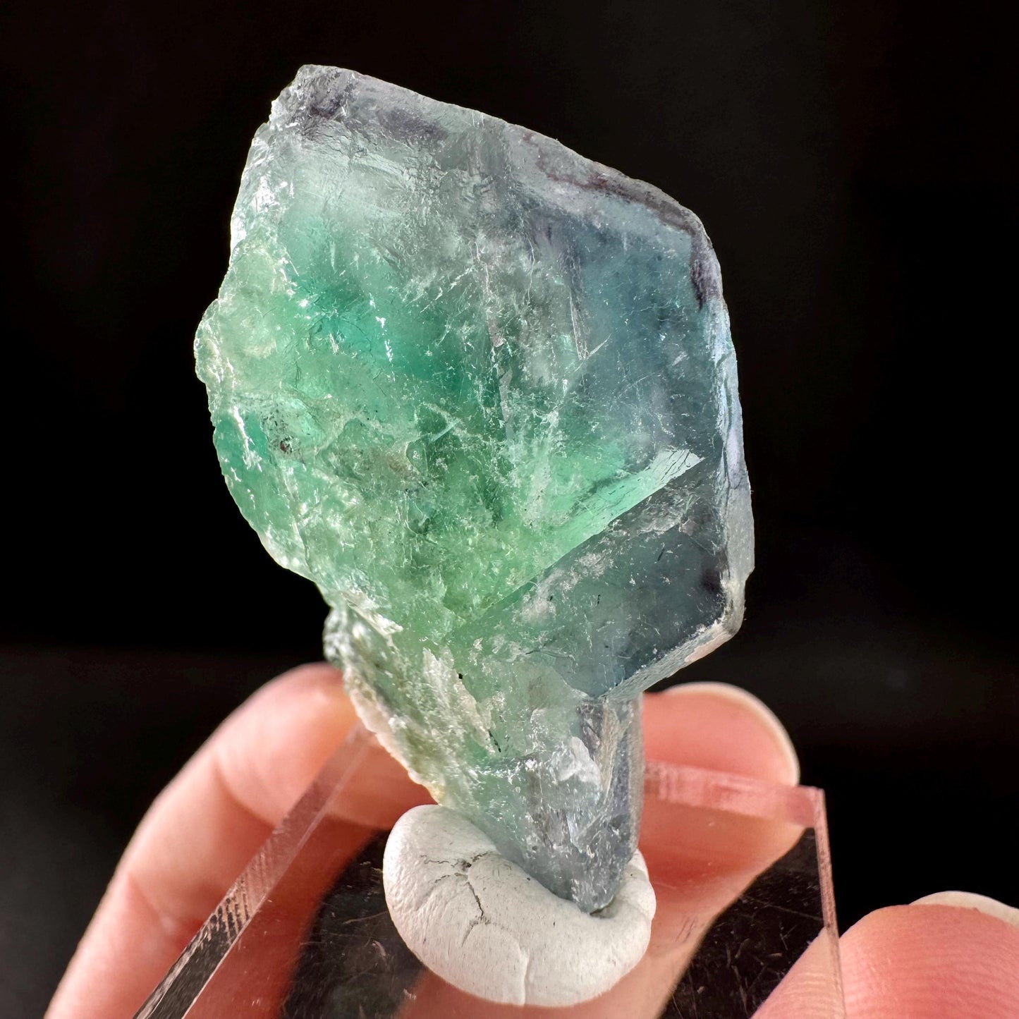 Spinel Twin Fluorite (Erongo, Namibia) | fluorite cluster, green fluorite, purple fluorite, mineral specimen