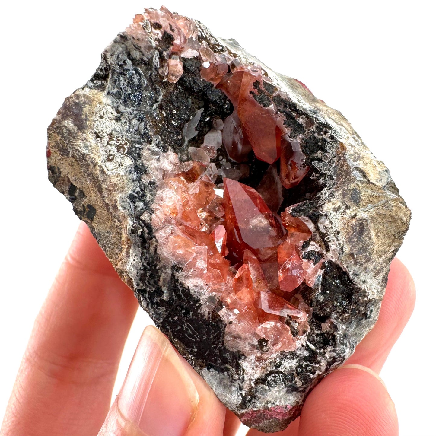 Rhodochrosite on Matrix (Peru) | rhodochrosite crystal, rare crystals, mineral specimen, rare minerals, natural rhodochrosite