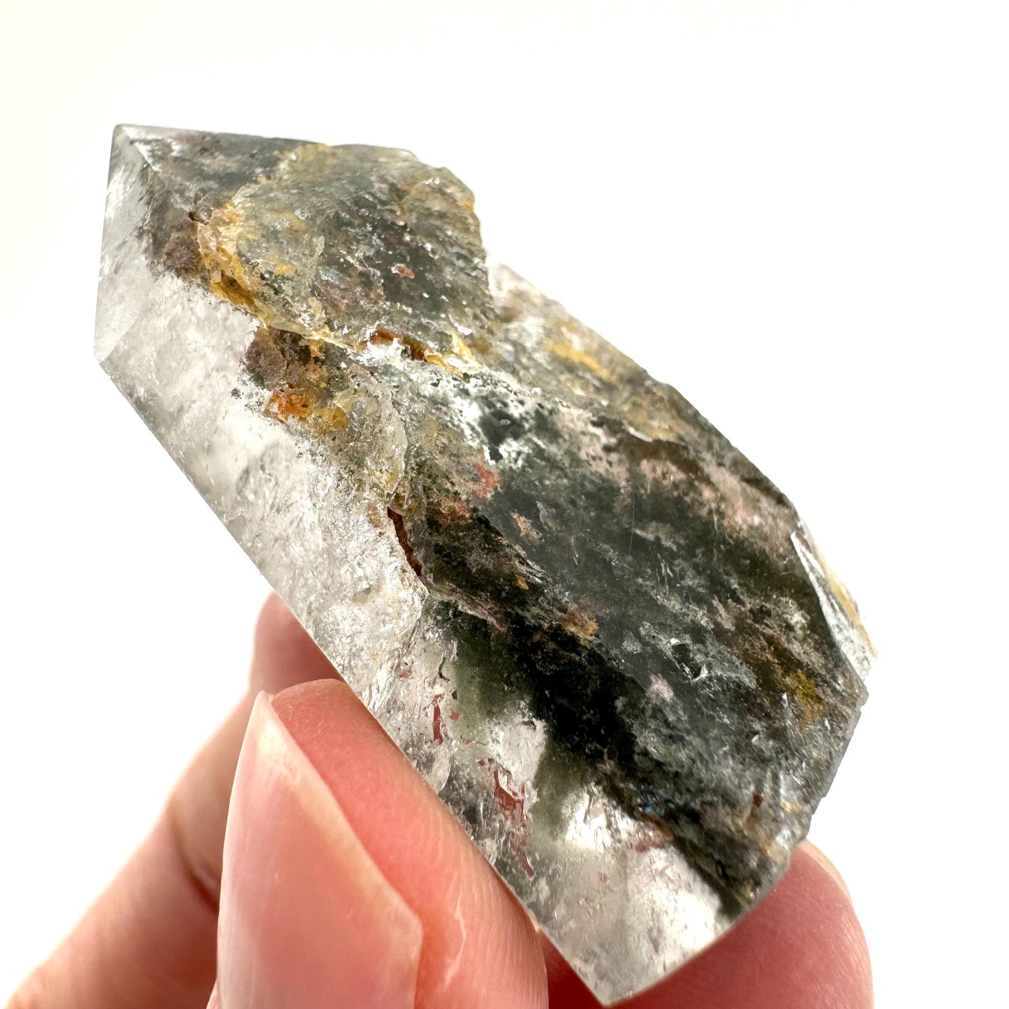 Phantom Quartz Point, Garden quartz, crystal point, lodolite quartz