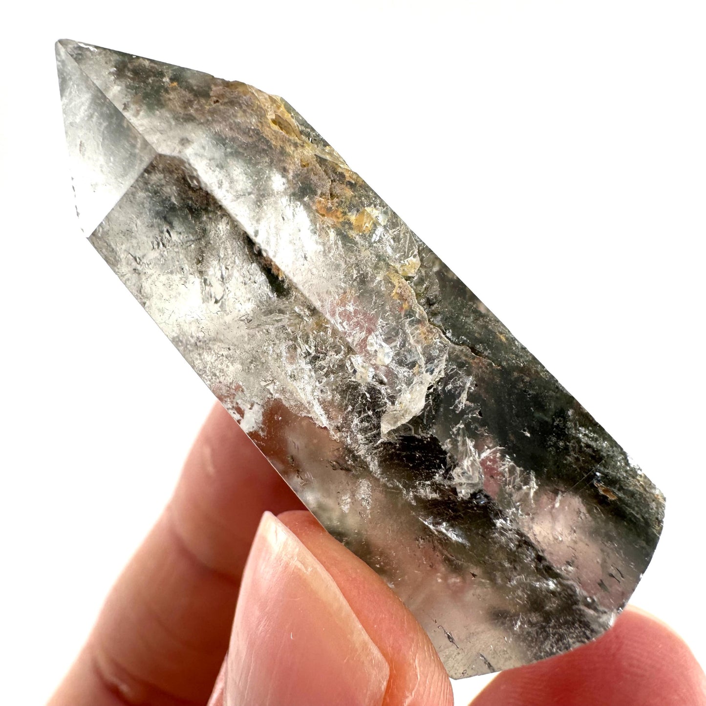 Phantom Quartz Point, Garden quartz, crystal point, lodolite quartz