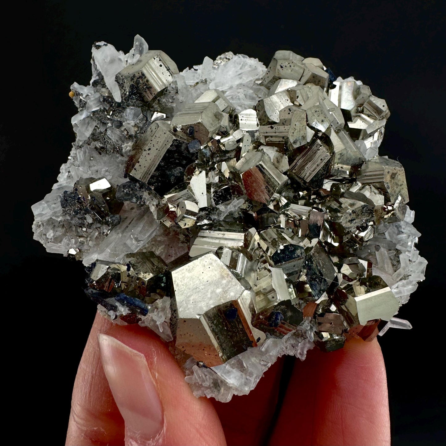 Pyrite On Quartz (Indonesia) | raw pyrite, natural pyrite cluster, quartz crystal, mineral specimen