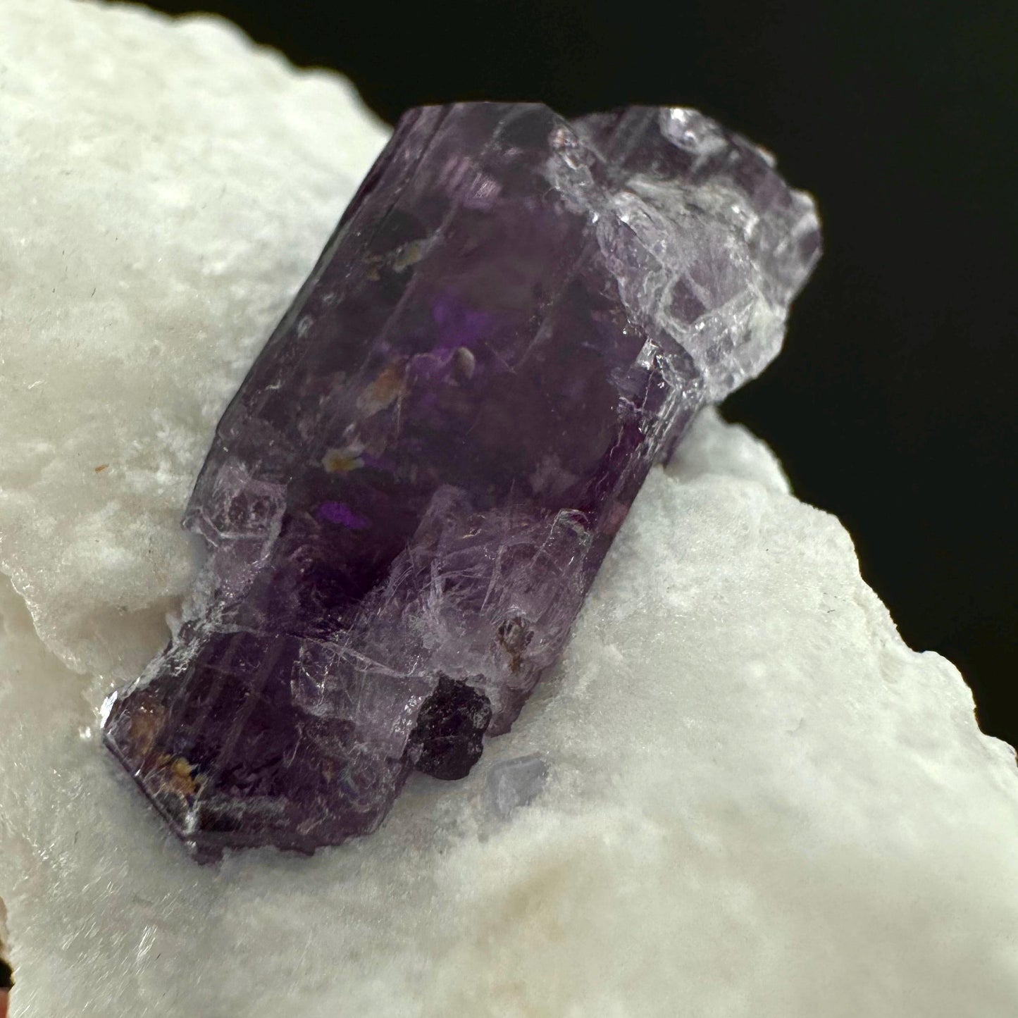 Scapolite var. Marialite on Feldspar Matrix (Afghanistan), purple scapolite, terminated scapolite crystal, mineral specimen, rare gems