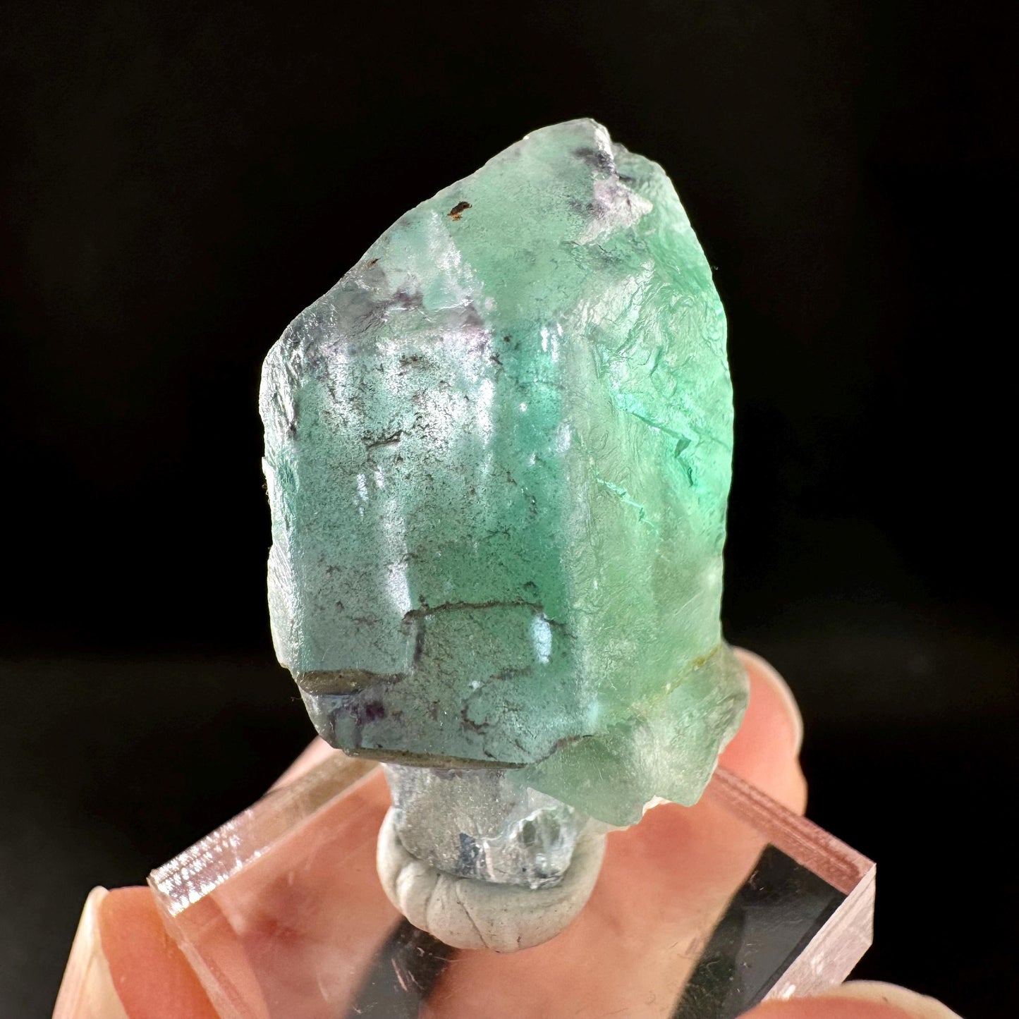 Spinel Twin Fluorite (Erongo, Namibia) | fluorite cluster, green fluorite, purple fluorite, mineral specimen