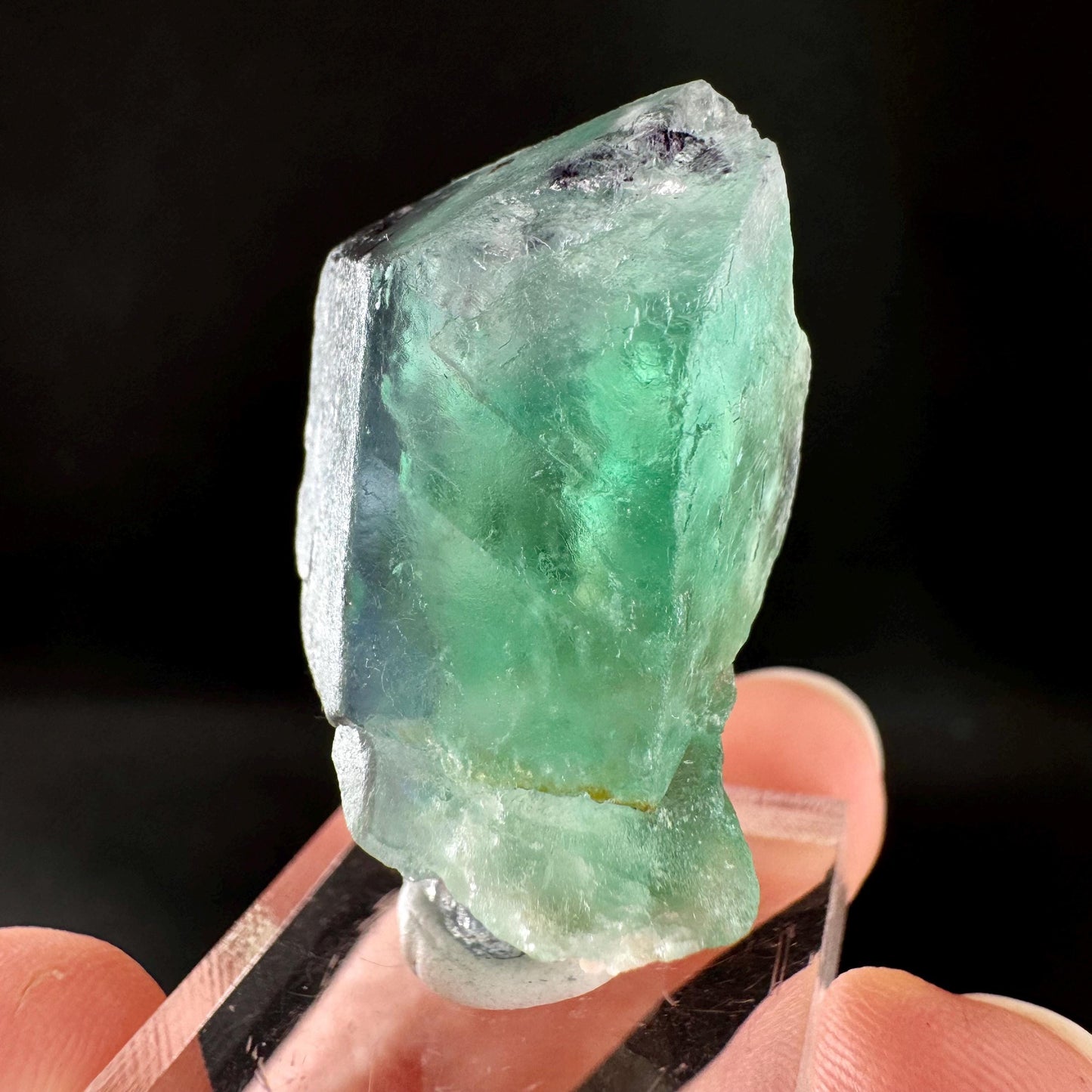 Spinel Twin Fluorite (Erongo, Namibia) | fluorite cluster, green fluorite, purple fluorite, mineral specimen