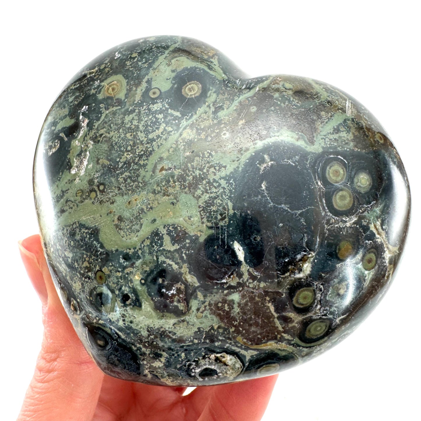 Kambaba Jasper Heart, crystal heart, heart shaped crystal, kambaba palm stone, Kambaba Jasper Palmstone
