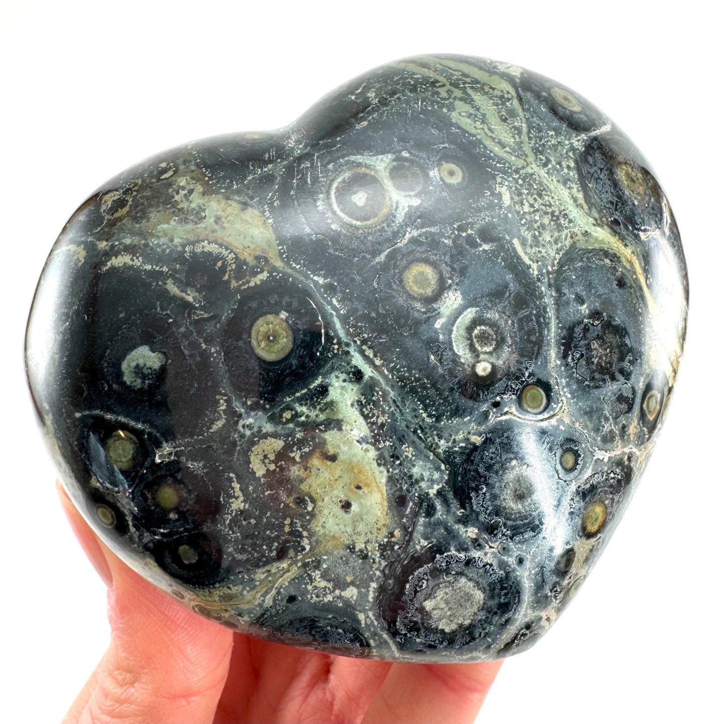 Kambaba Jasper Heart, crystal heart, heart shaped crystal, kambaba palm stone, Kambaba Jasper Palmstone