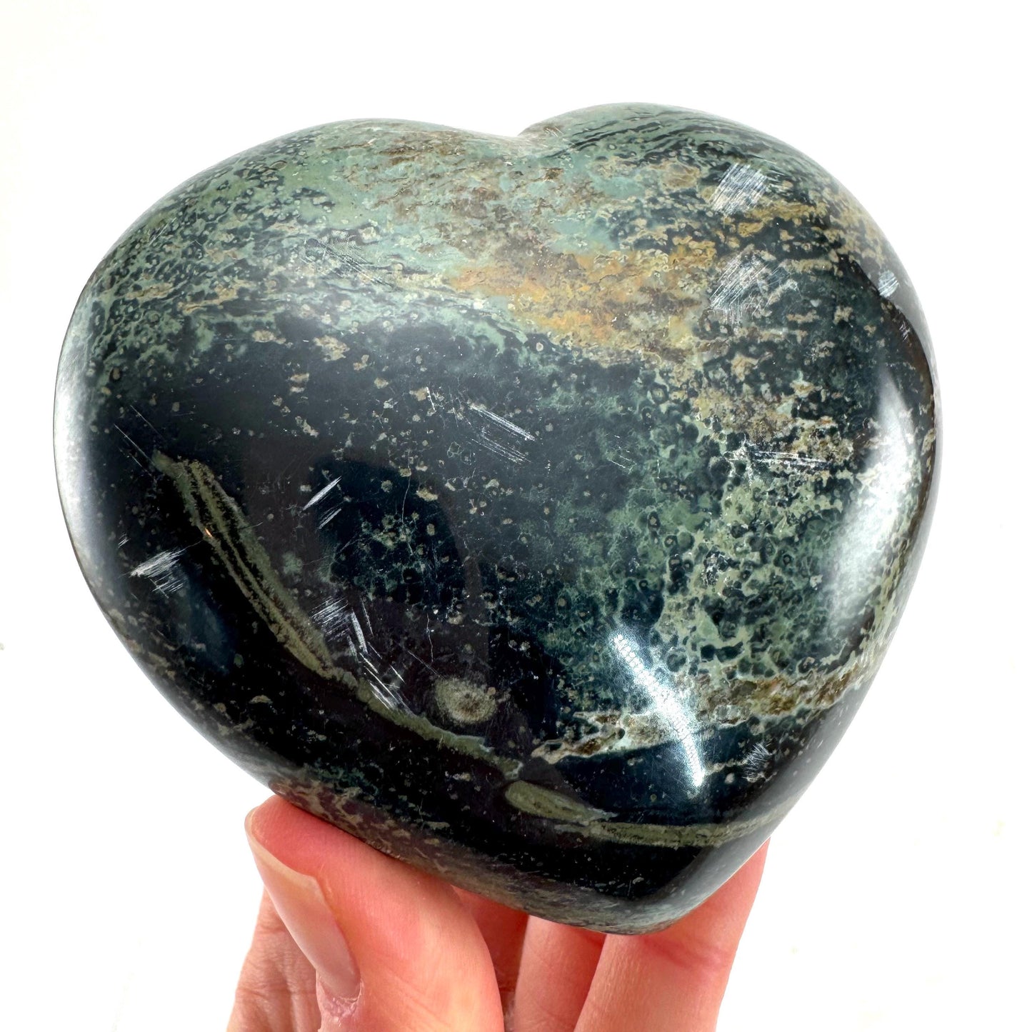 Kambaba Jasper Heart, crystal heart, heart shaped crystal, kambaba palm stone, Kambaba Jasper Palmstone