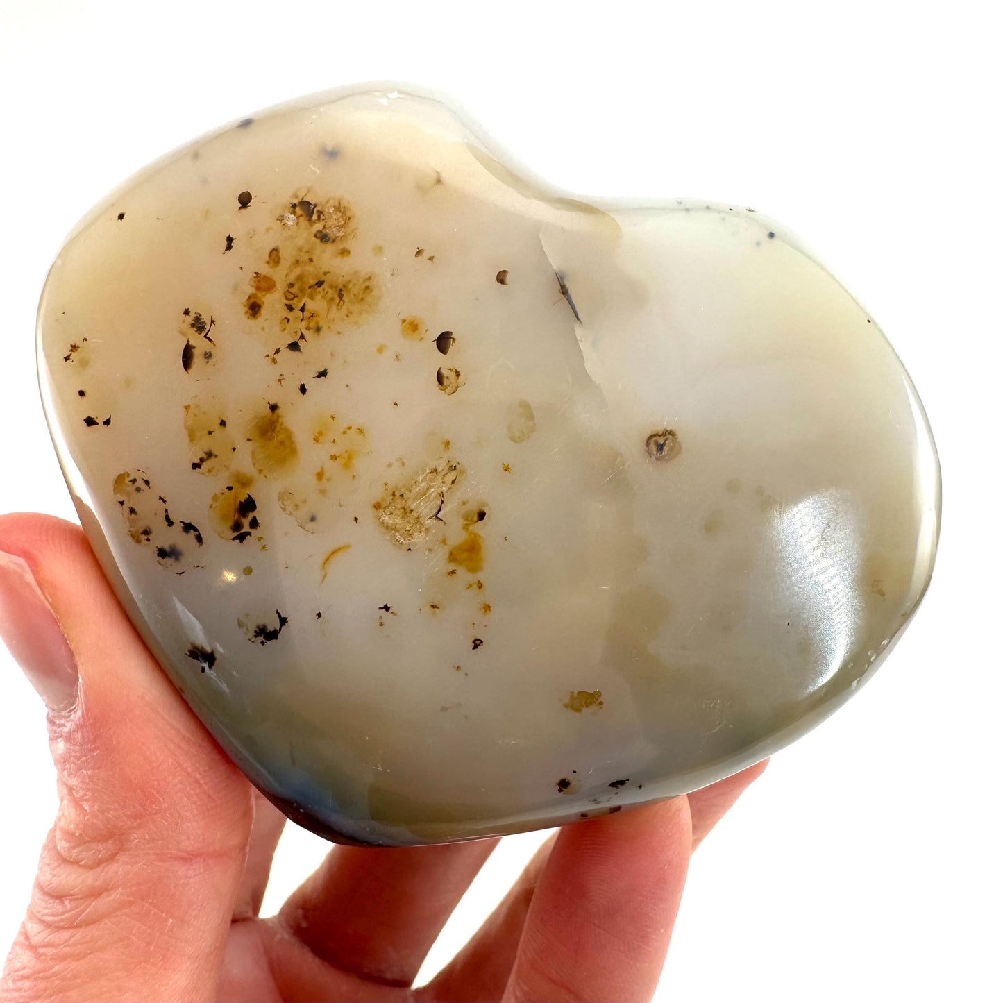 Dendritic agate heart, dendritic agate, crystal heart, dendritic agate palm stone