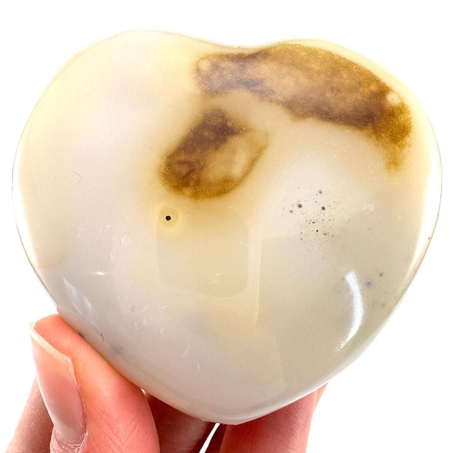 Dendritic agate heart, dendritic agate, crystal heart, dendritic agate palm stone