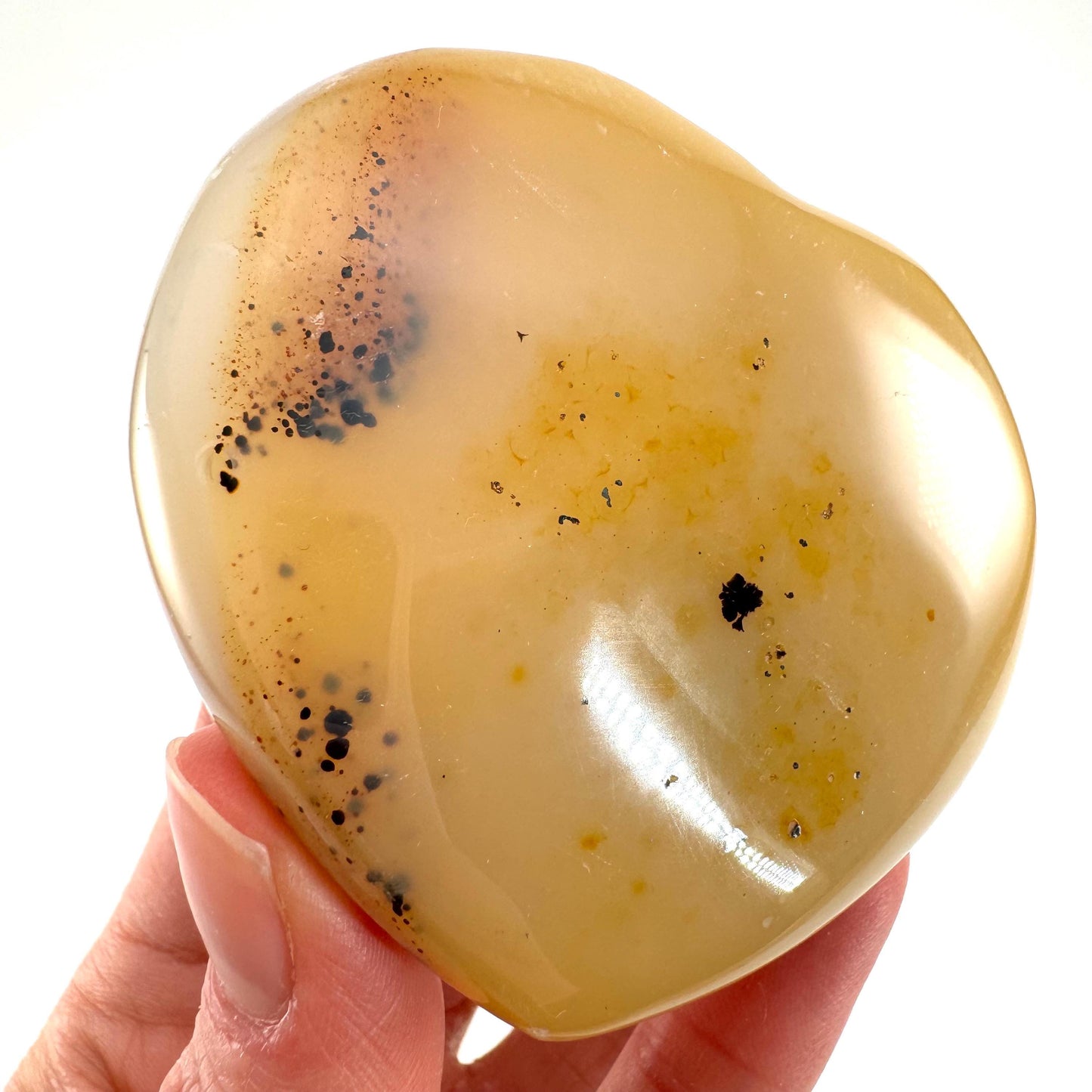 Dendritic agate heart, dendritic agate, crystal heart, dendritic agate palm stone