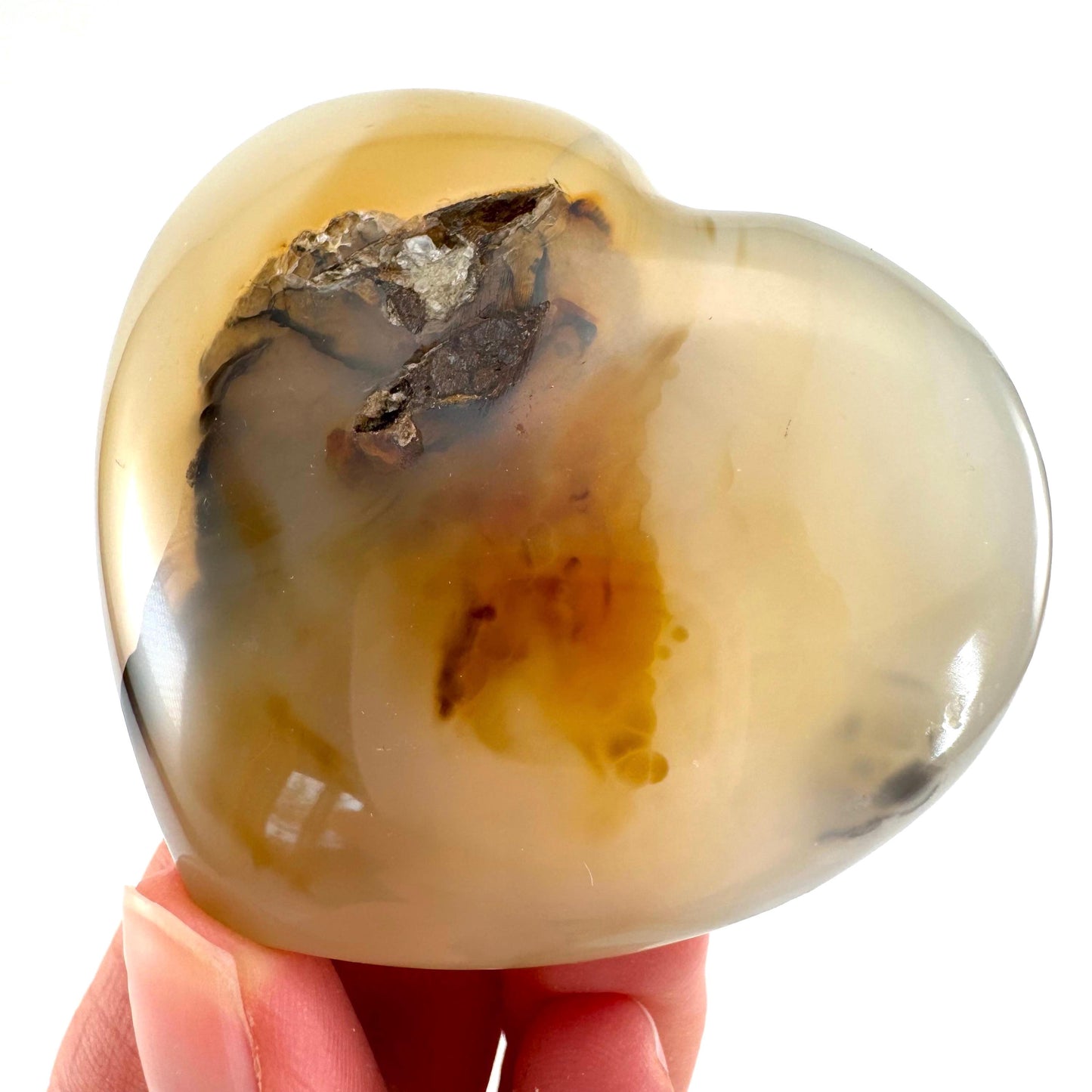 Dendritic agate heart, dendritic agate, crystal heart, dendritic agate palm stone