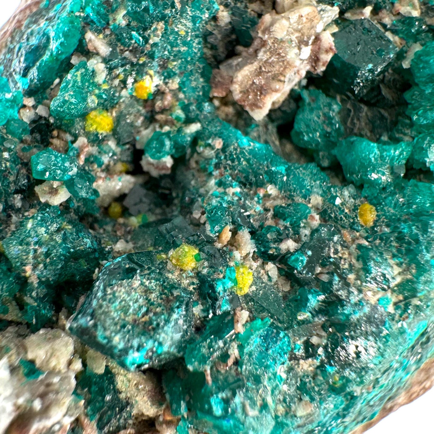 Dioptase with Mimetite (Congo) | mineral specimen, raw dioptase, dioptase crystal