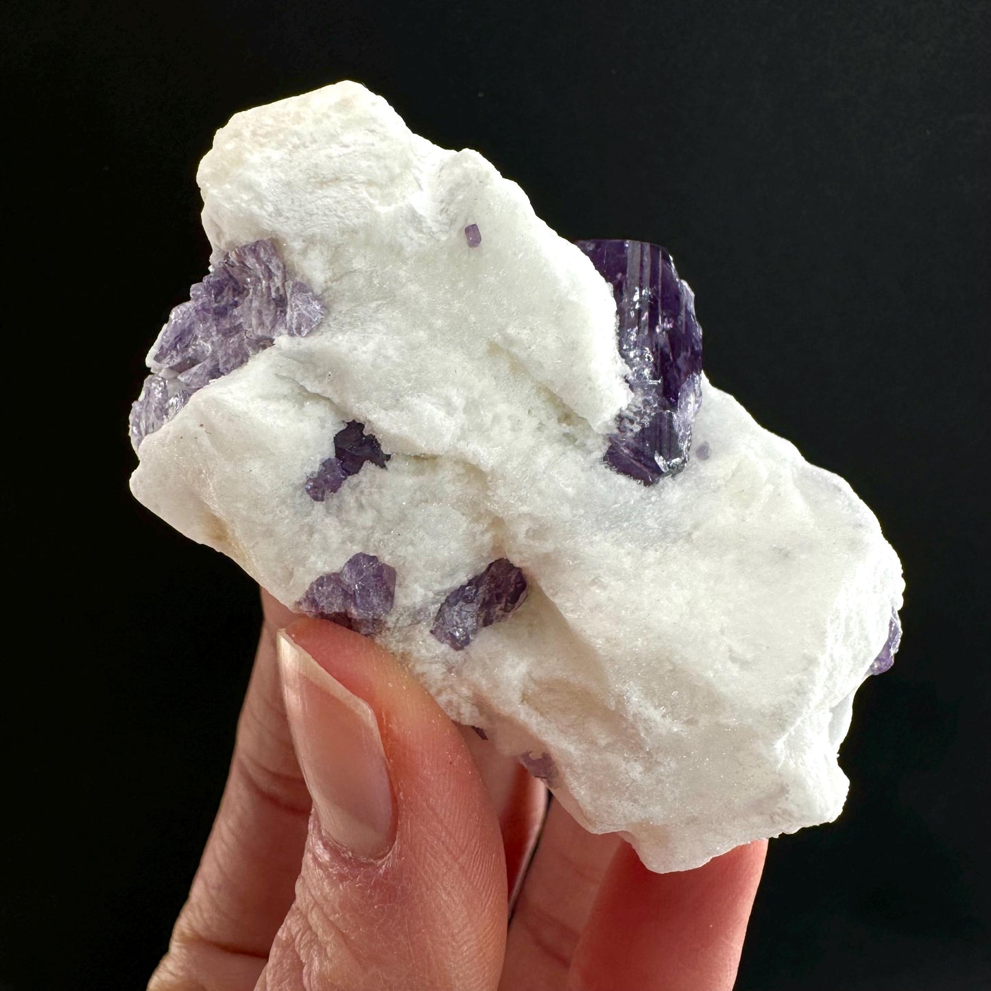 Scapolite var. Marialite on Feldspar Matrix (Afghanistan), purple scapolite, terminated scapolite crystal, mineral specimen, rare gems
