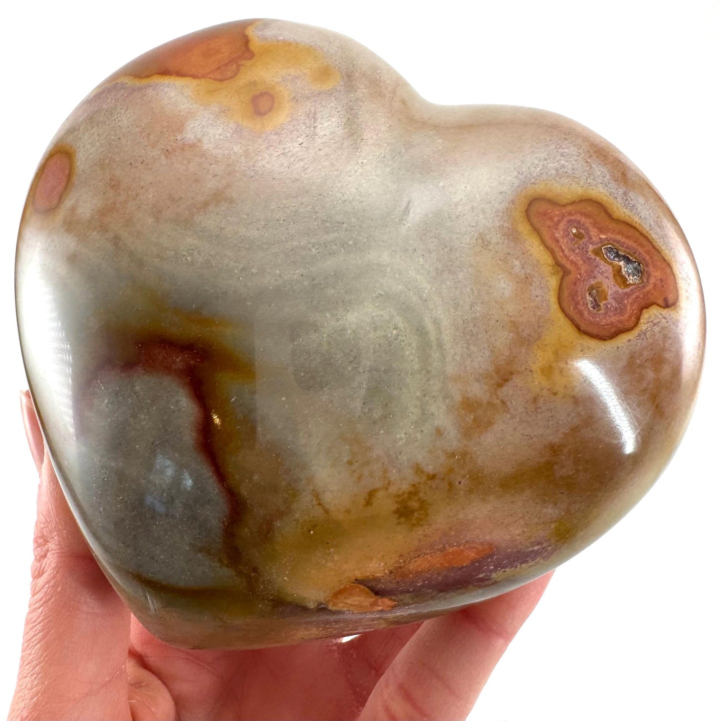 Polychrome Jasper heart, desert jasper heart, crystal heart, Palmstone, desert jasper