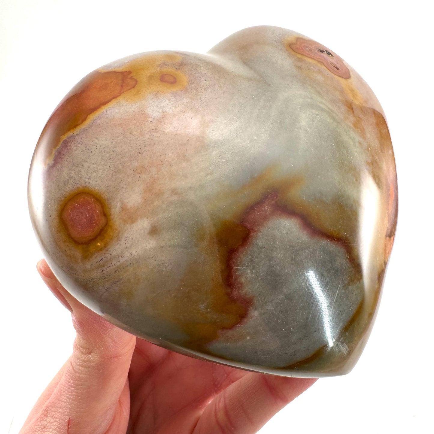 Polychrome Jasper heart, desert jasper heart, crystal heart, Palmstone, desert jasper