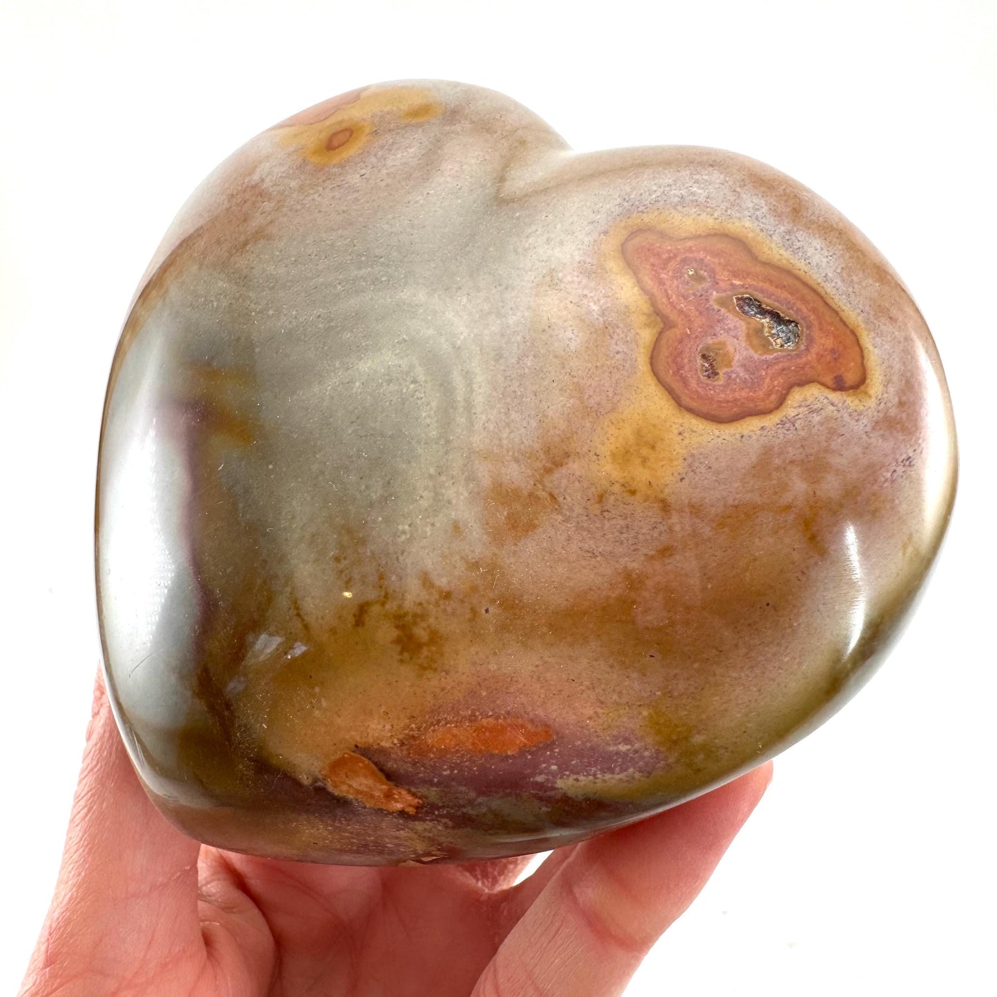 Polychrome Jasper heart, desert jasper heart, crystal heart, Palmstone, desert jasper