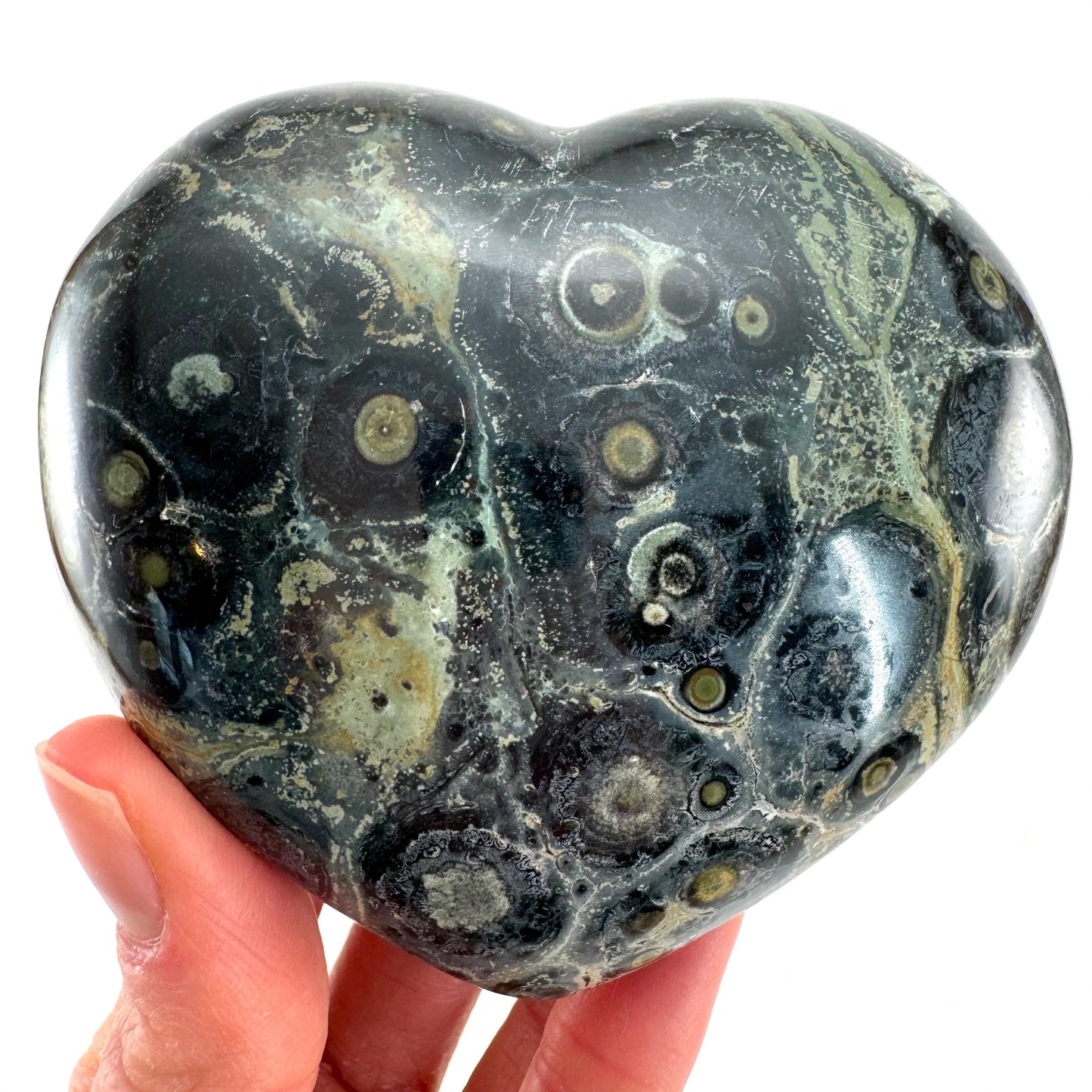 Kambaba Jasper Heart, crystal heart, heart shaped crystal, kambaba palm stone, Kambaba Jasper Palmstone