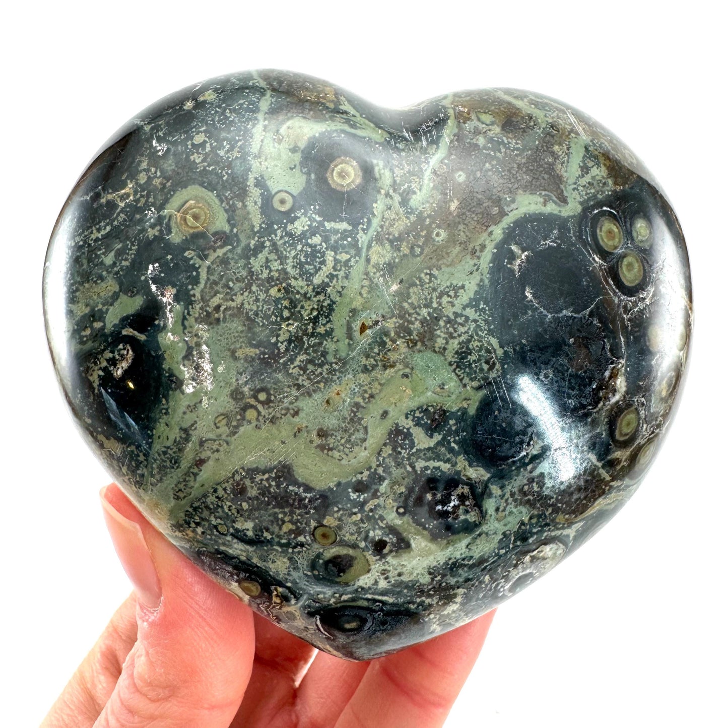 Kambaba Jasper Heart, crystal heart, heart shaped crystal, kambaba palm stone, Kambaba Jasper Palmstone
