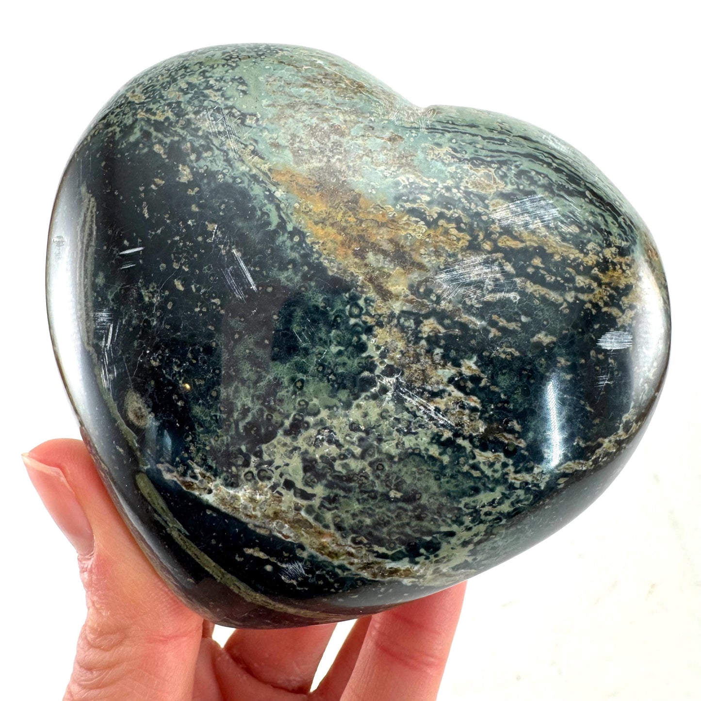 Kambaba Jasper Heart, crystal heart, heart shaped crystal, kambaba palm stone, Kambaba Jasper Palmstone