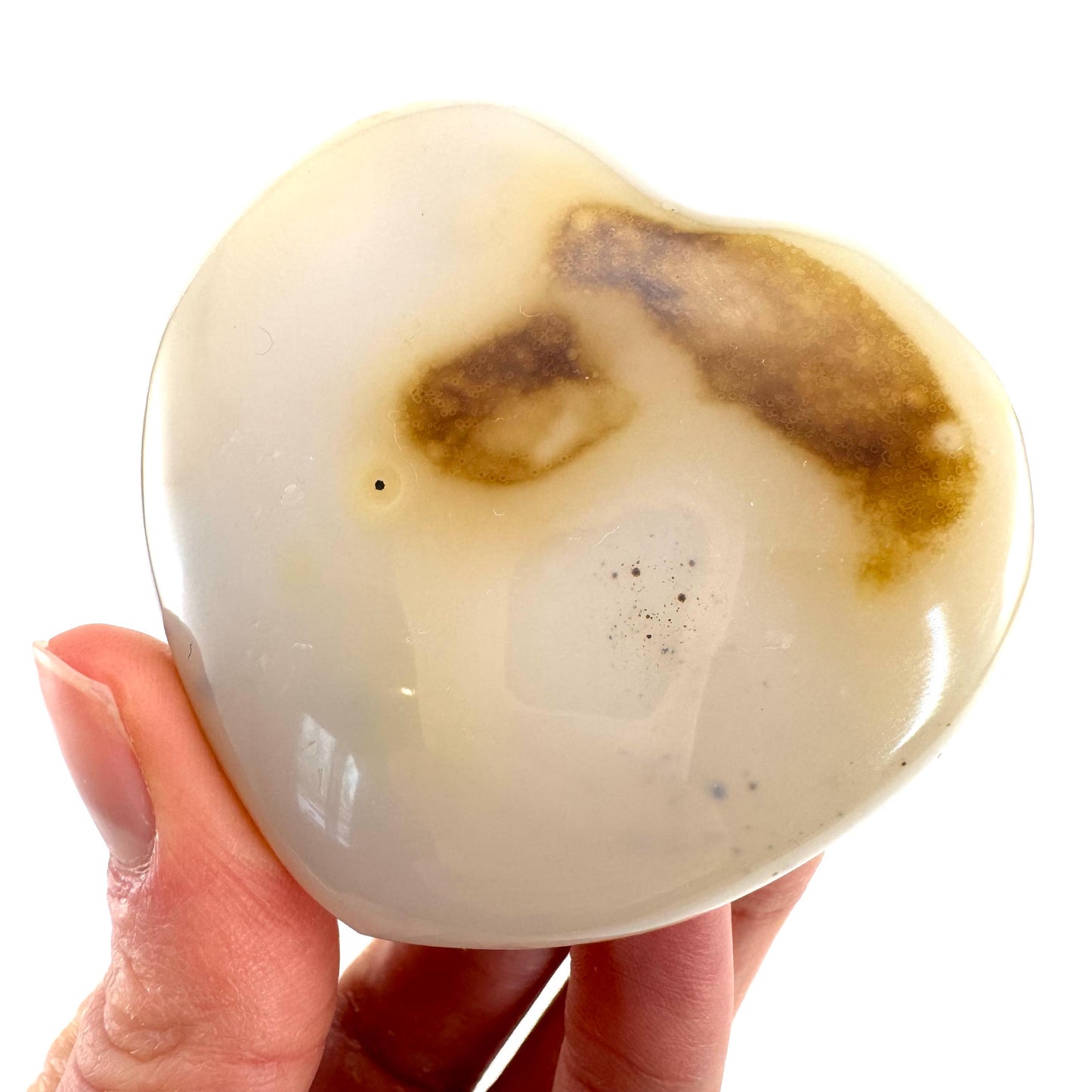 Dendritic agate heart, dendritic agate, crystal heart, dendritic agate palm stone