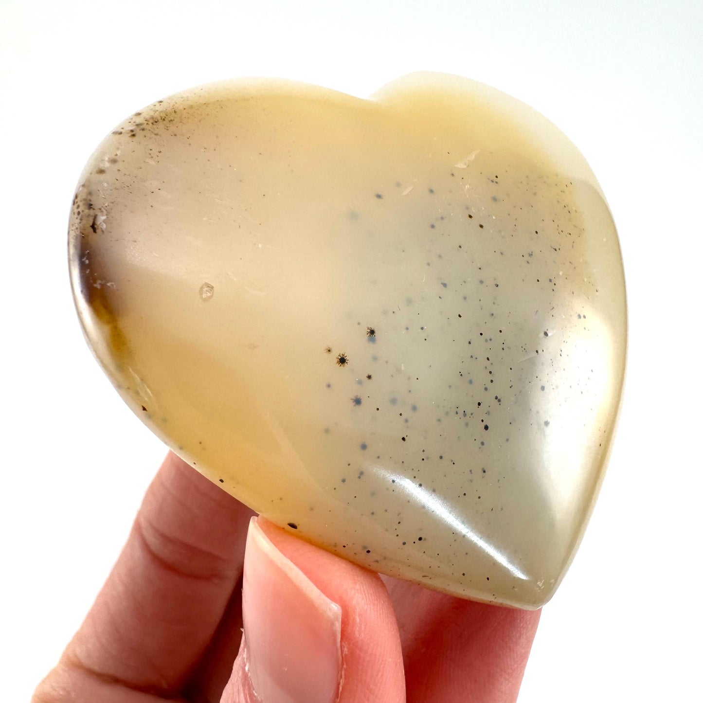 Dendritic agate heart, dendritic agate, crystal heart, dendritic agate palm stone