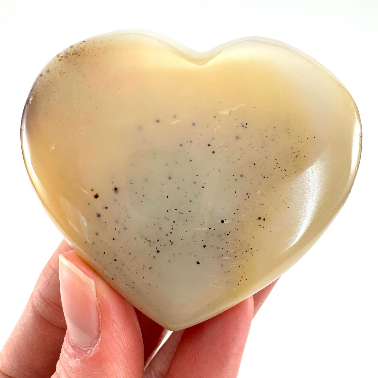 Dendritic agate heart, dendritic agate, crystal heart, dendritic agate palm stone