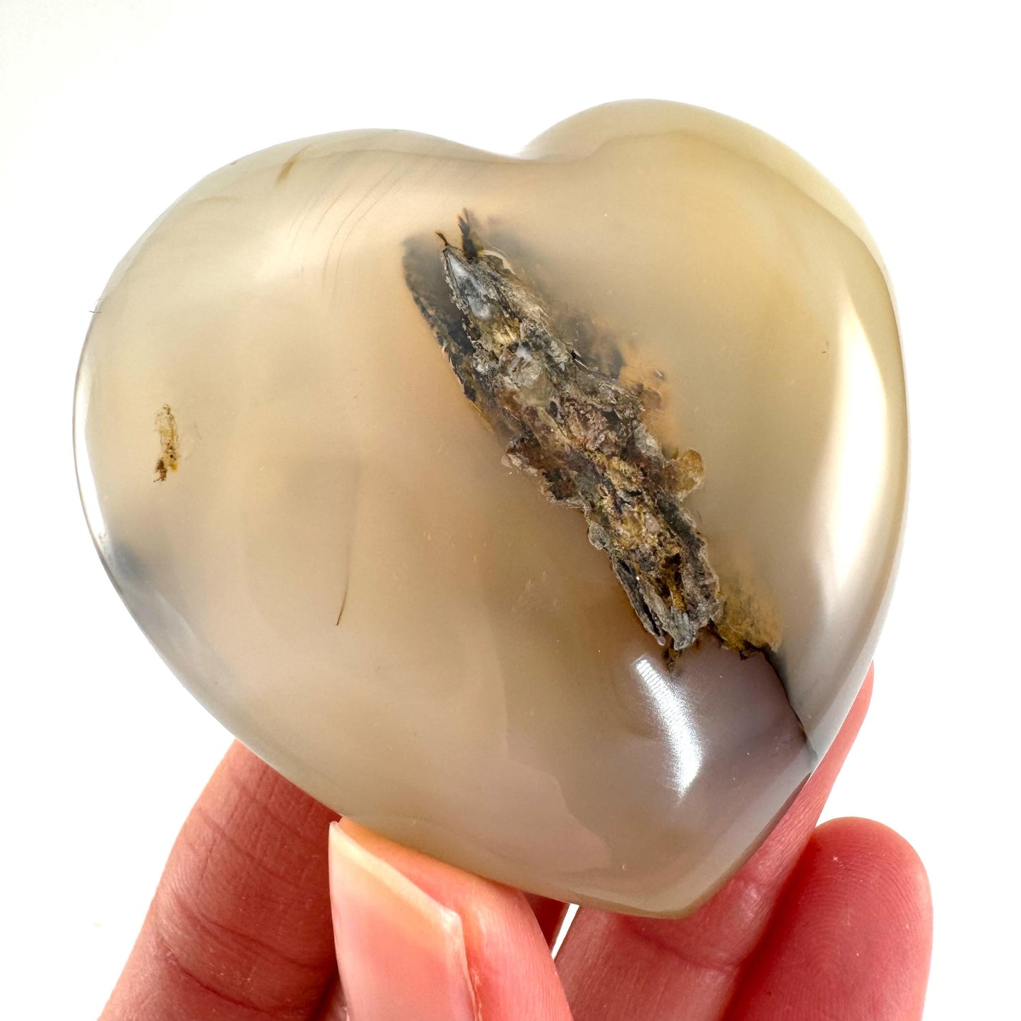 Dendritic agate heart, dendritic agate, crystal heart, dendritic agate palm stone