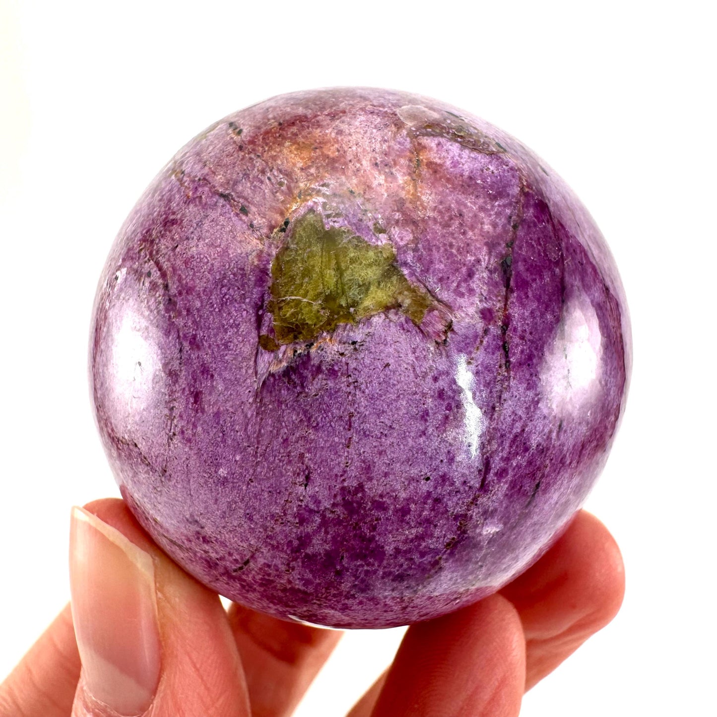 Stichtite Sphere, purple stichtite, polished Stichtite, mineral specimen, stichtite with serpentine, atlantisite