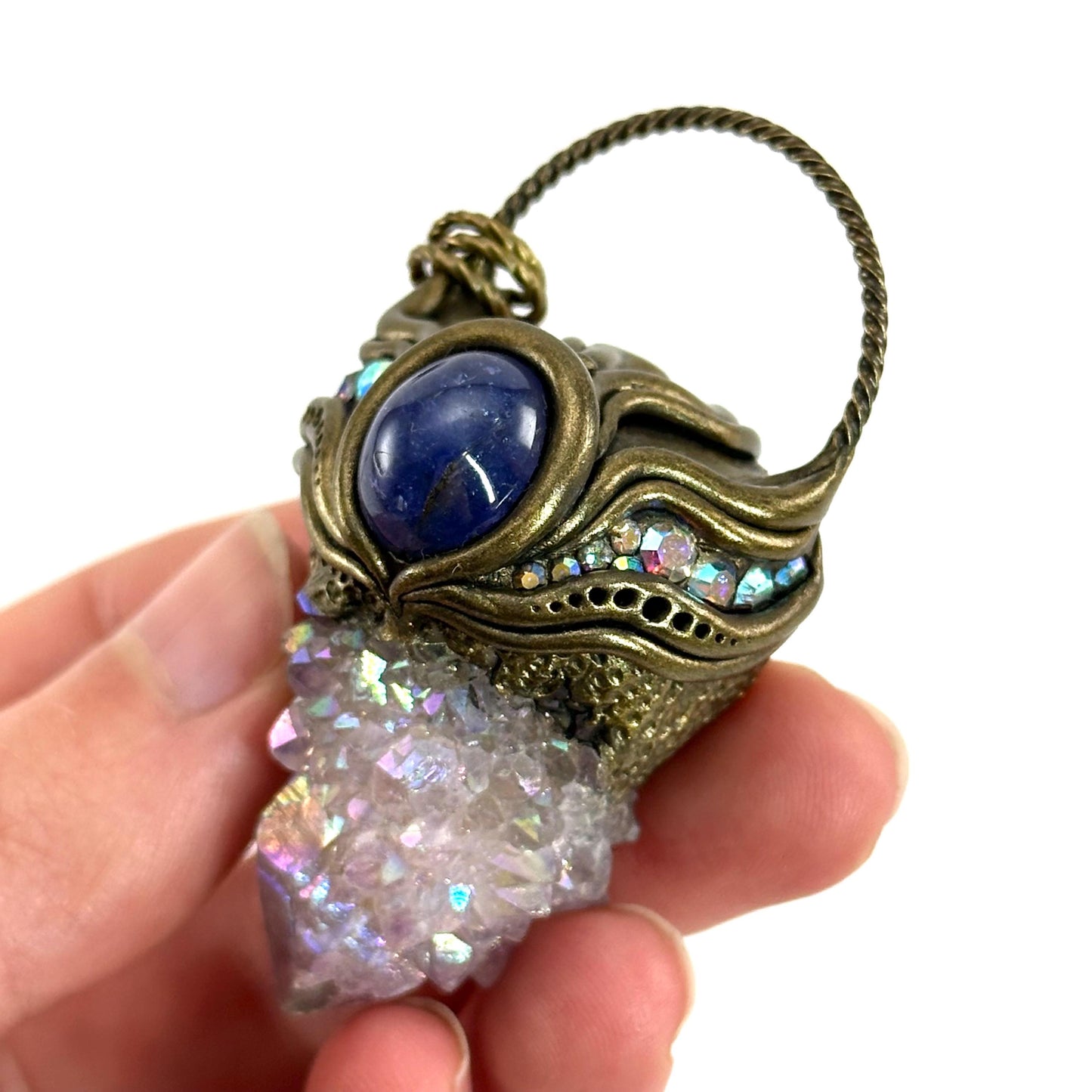 Aura Spirit Quartz & Tanzanite Necklace, crystal pendant, gemstone necklace