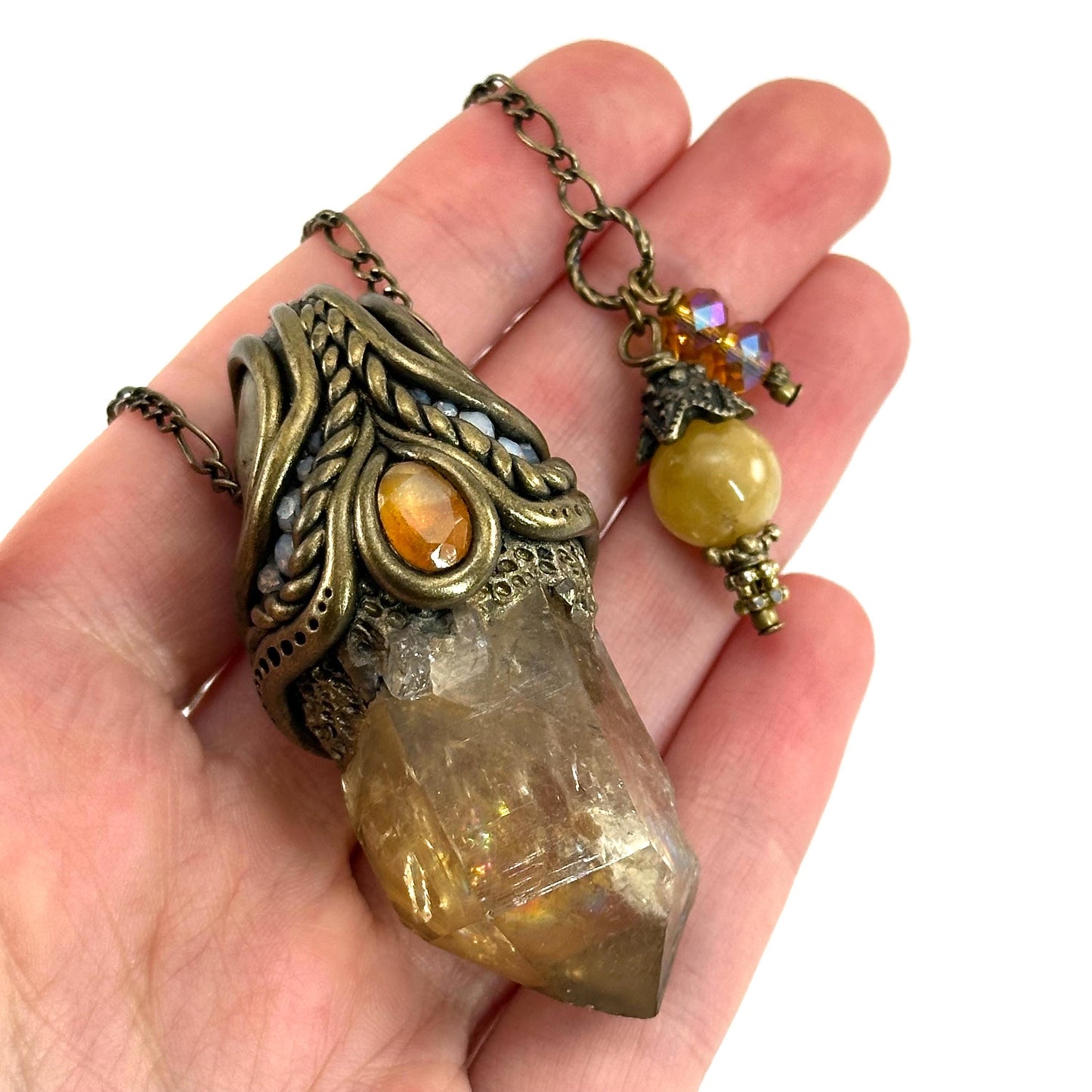 Citrine Necklace, crystal pendant, gemstone necklace